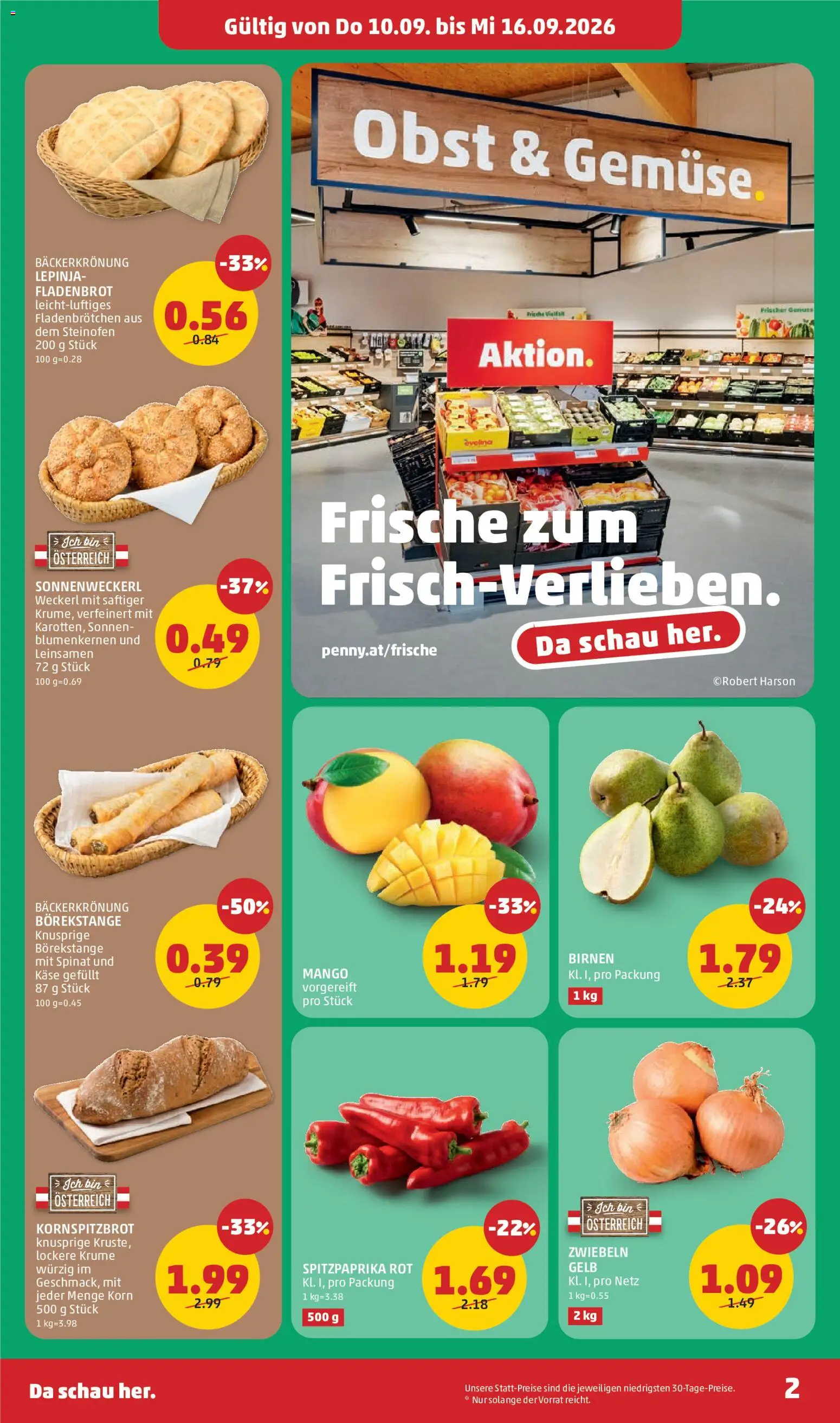 Penny Markt Eröffnung in 4822 Bad Goisern gültig ab 10.09.2026 | Seite: 2 | Produkte: Zwiebeln, Obst, Mango, Käse