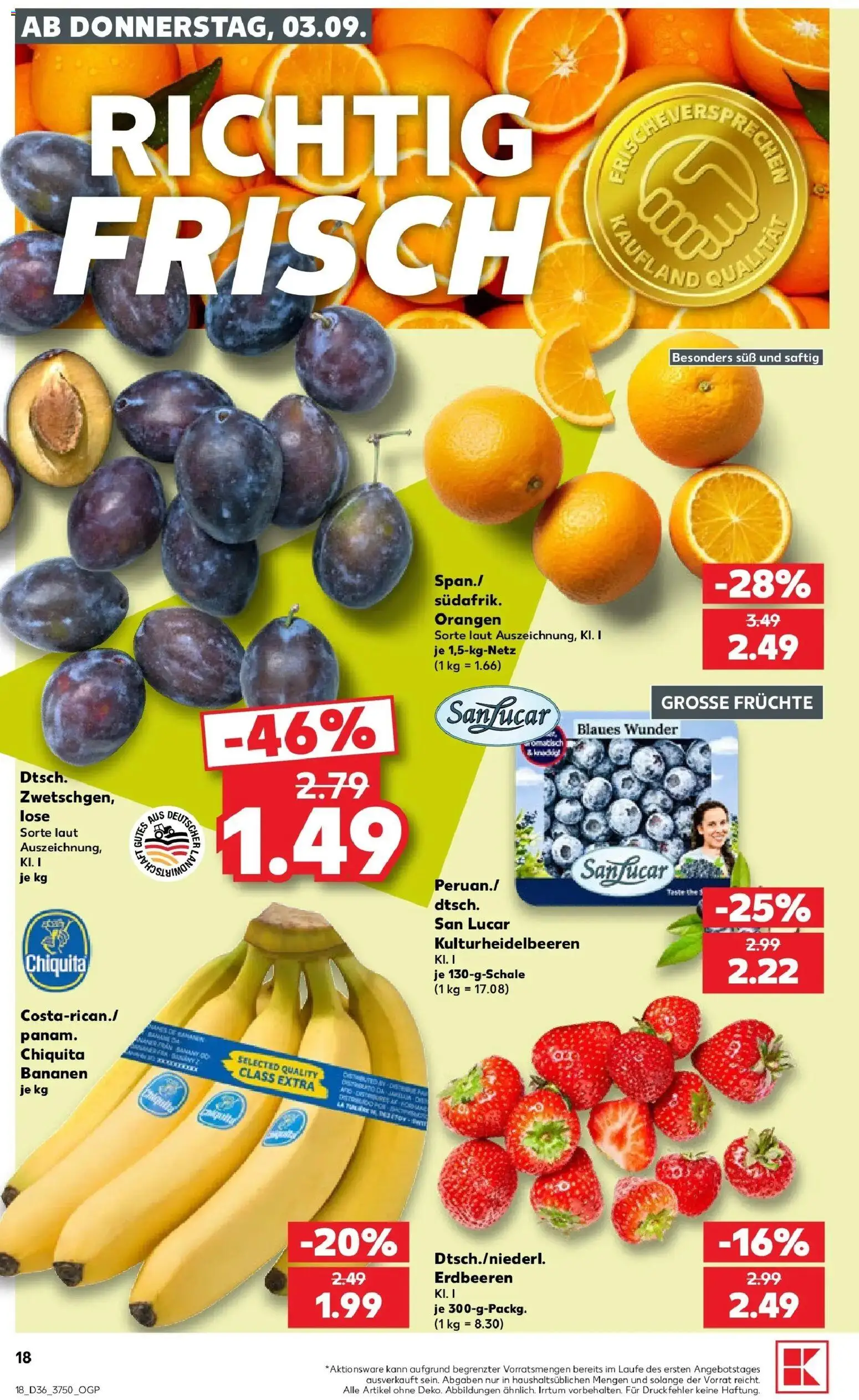 Prospekt Kaufland ab 31.08.2026 » Angebote Online zum Blättern | Seite: 27 | Produkte: Bananen, Orangen, Erdbeeren
