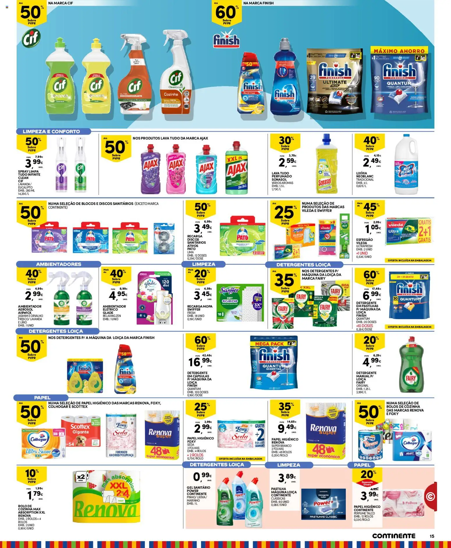 Continente folheto Açores │ válido de 06/10/2026 | Página: 15 | Produtos: Esfregão, Papel higiénico, Perfume, Ambientador