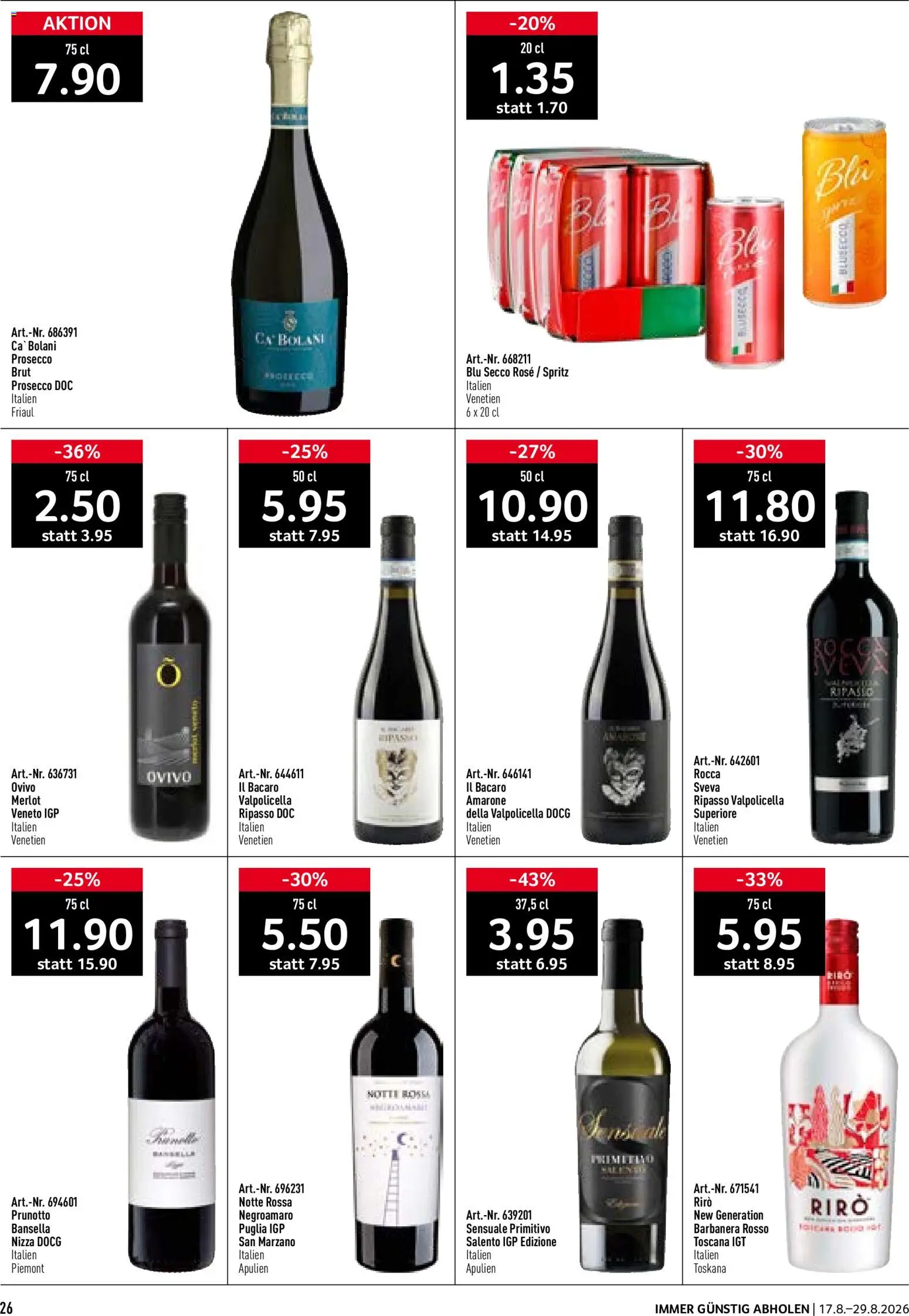 Prodega aktionen Ciao Hola Ola – gültig ab 17.08.2026 | Seite: 26 | Produkte: Merlot, Prosecco