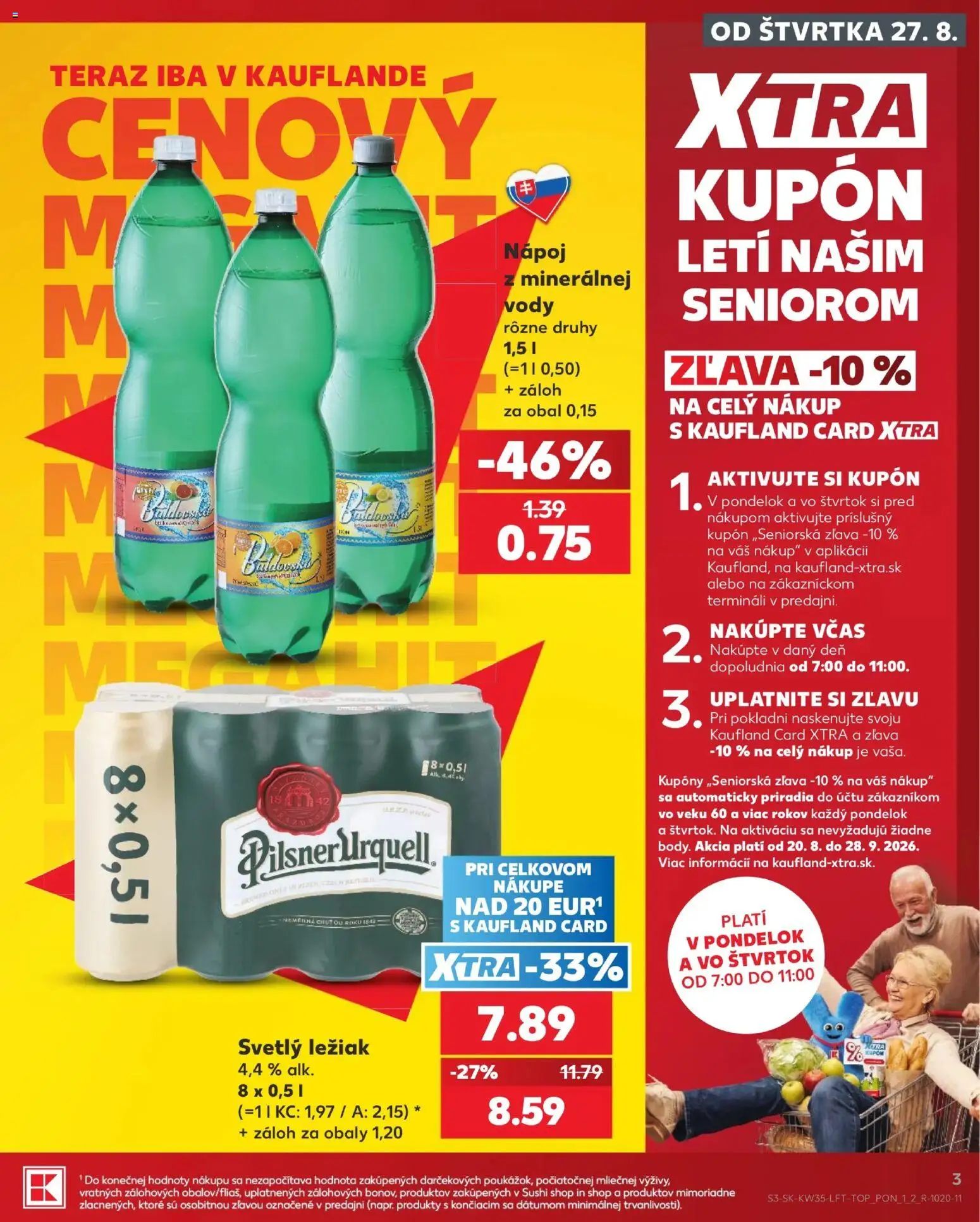 Nové Kaufland akcie – leták je platný od 27.08.2026 | Strana: 3 | Produkty: Pilsner Urquell, Sushi