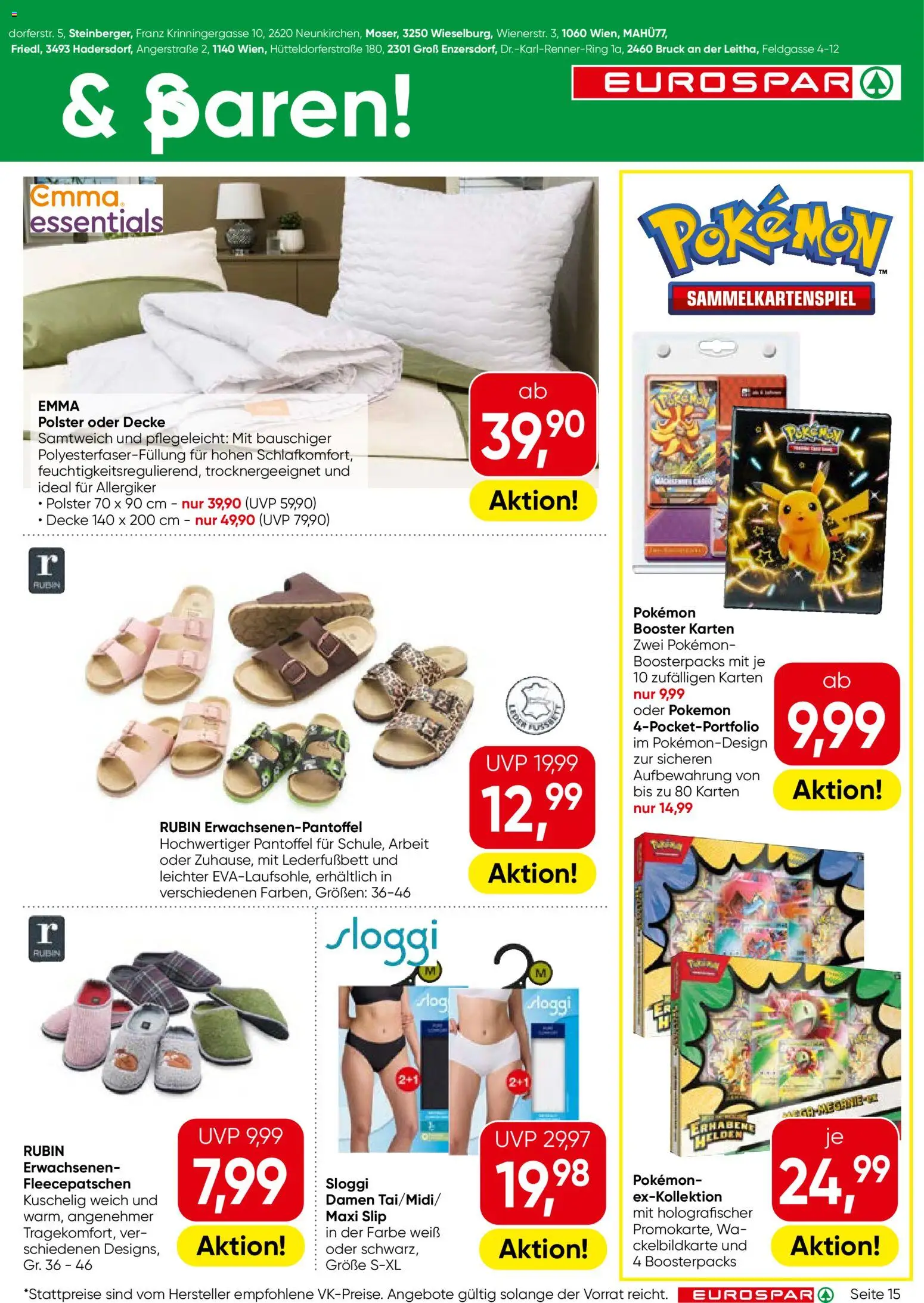 Eurospar Flugblatt gültig ab 10.09.2026 | Seite: 15 | Produkte: Slip, Decke