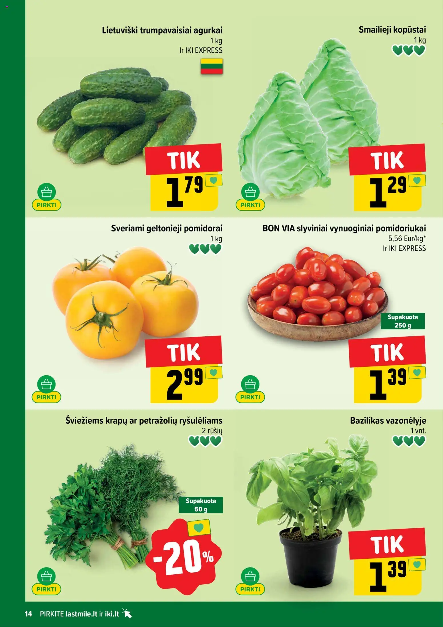 IKI akcijos nuo 2026.09.07 | Puslapis: 14 | Prekių: Agurkai, Kopūstai, Pomidorai