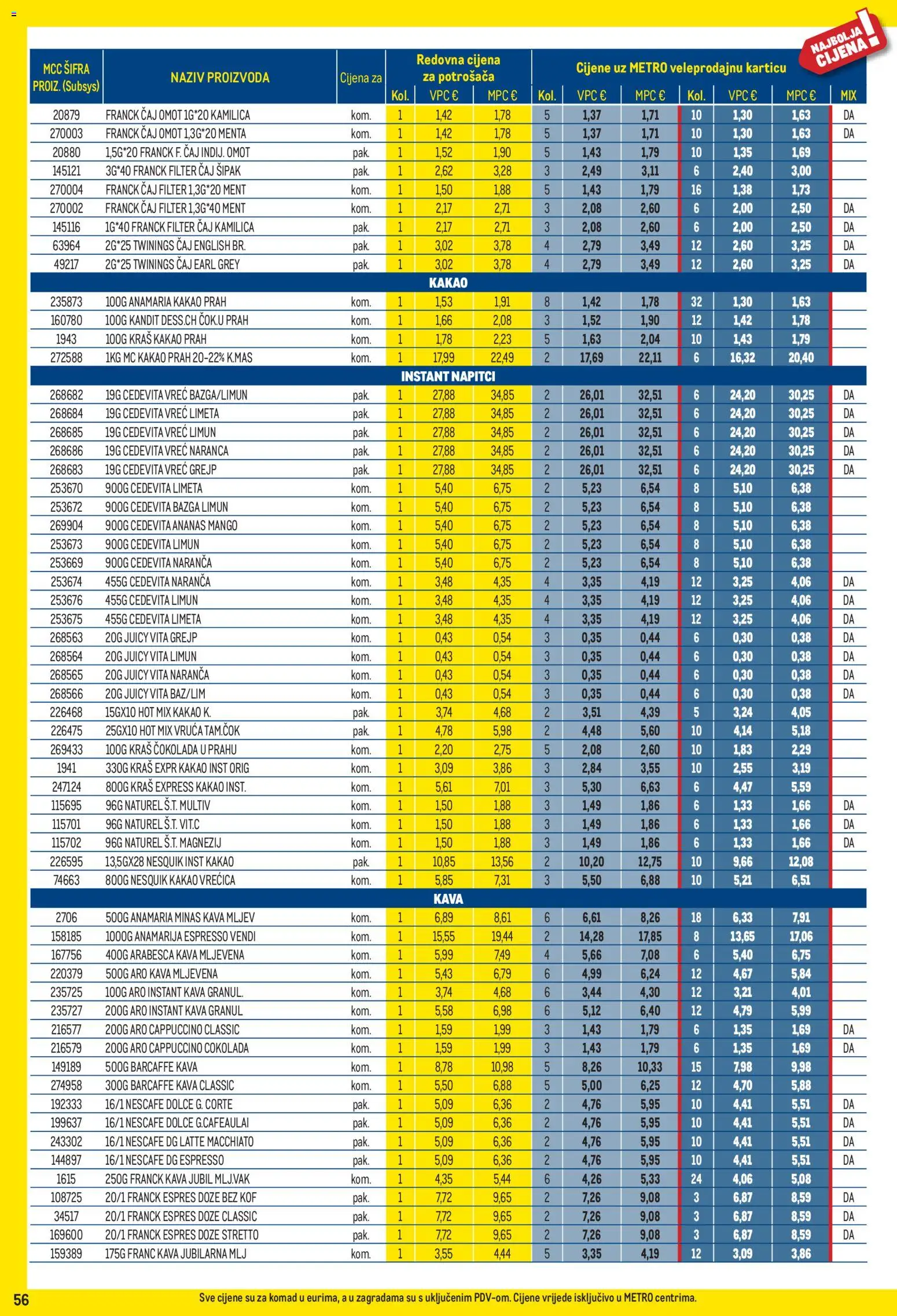 Metro katalog | vrijedi od 01.09.2026 | Stranica: 56 | Proizvodi: Ananas, Grejp, Limeta, Kakao