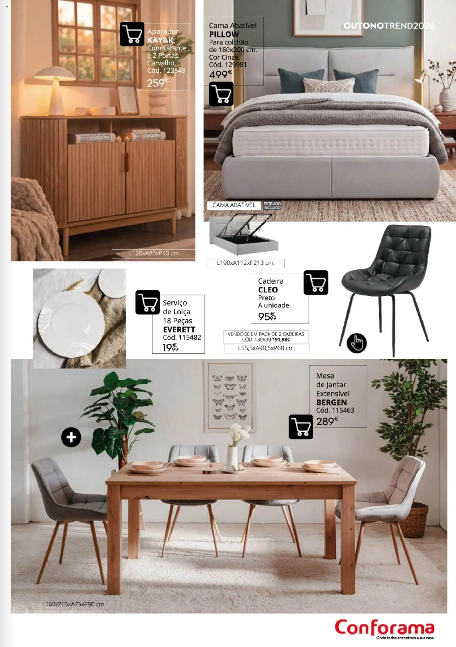 Conforama Outono Trend │ válido de 30/09/2026 | Página: 13 | Produtos: Cadeiras, Mesa, Mesa de jantar, Estante