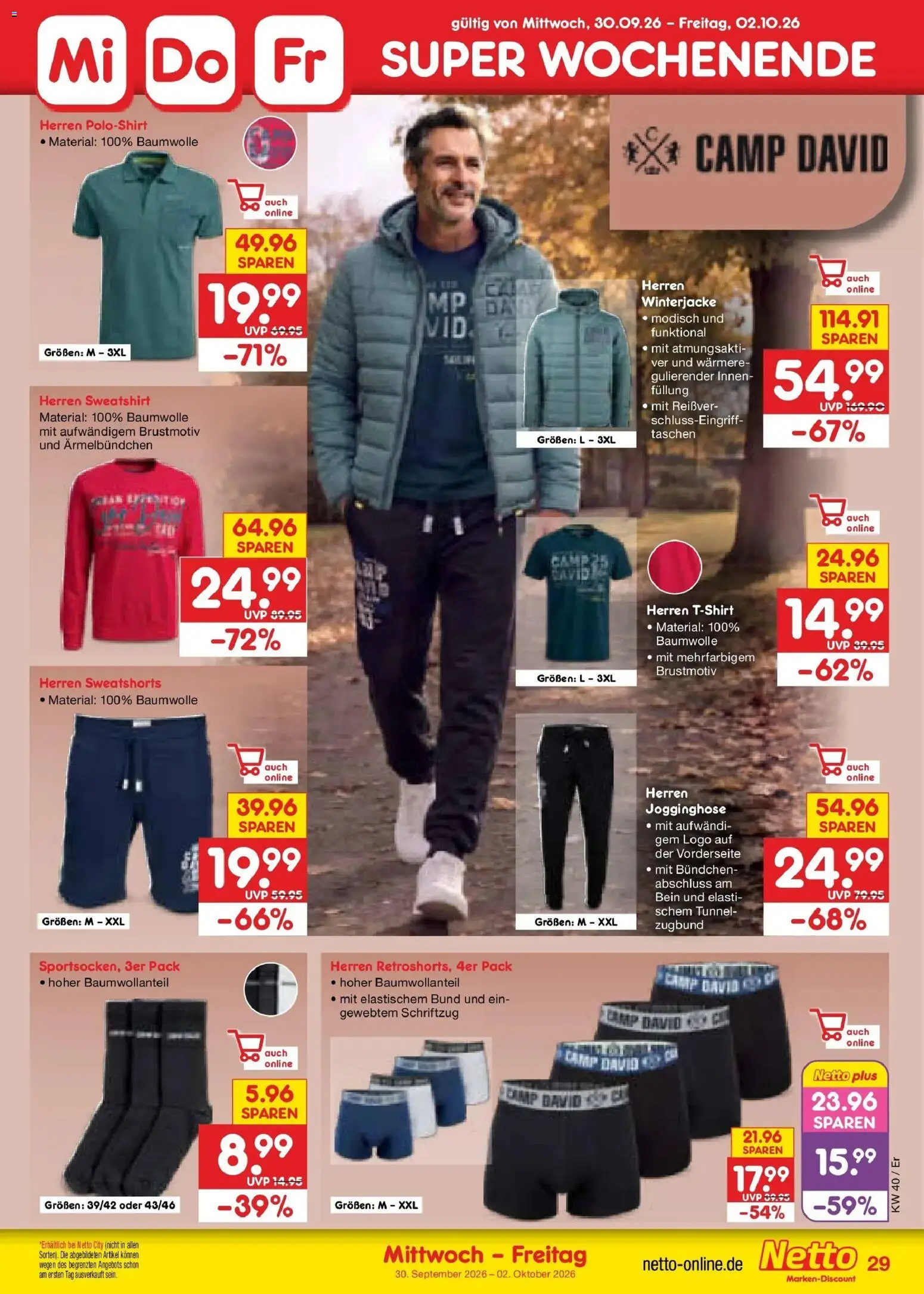 Netto Marken-Discount Prospekt Nordhausen – gültig ab 28.09.2026 | Seite: 41 | Produkte: Winterjacke, Sweatshirt, Sweatshorts, Poloshirt