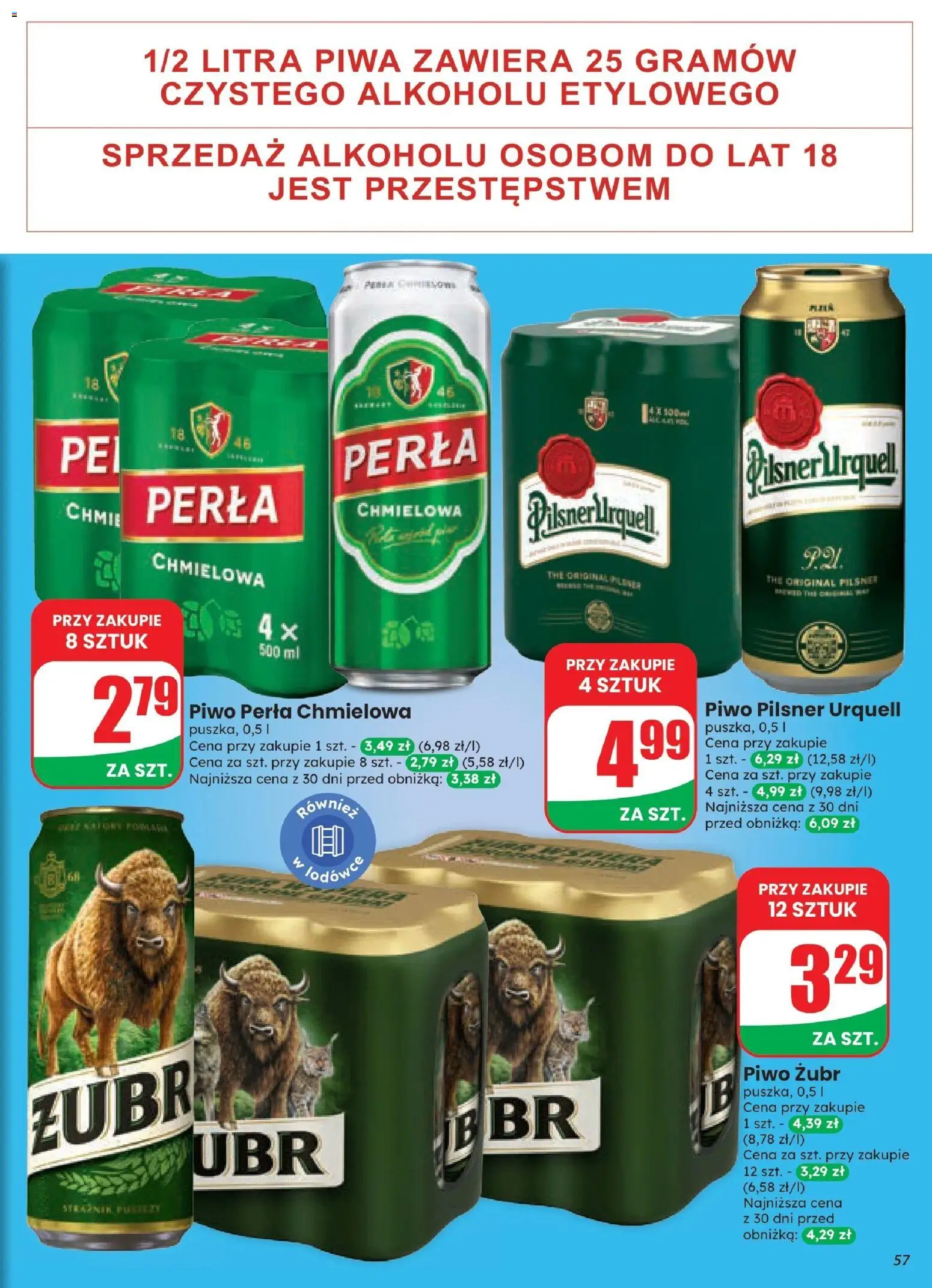 Dino gazetka od 21.10.2026 | Strona: 57 | Produkty: Piwo żubr, Pilsner urquell, Piwo perła, Piwo