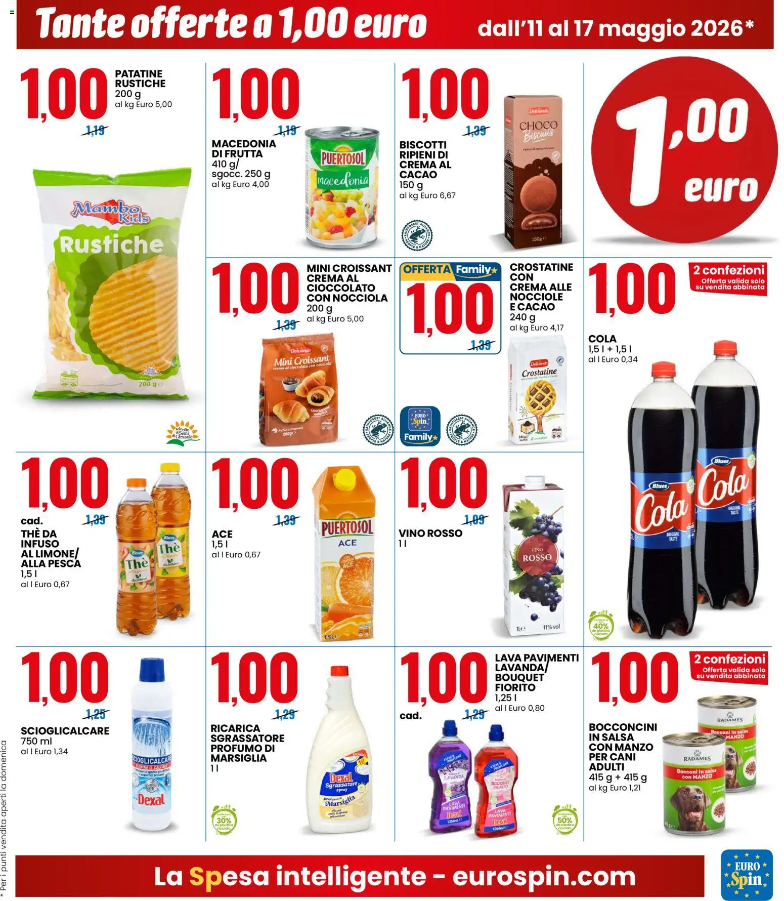 Volantino Eurospin del 11.05.2026 | Pagina: 3 | Prodotti: Salsa, Vino, Nocciole, Croissant