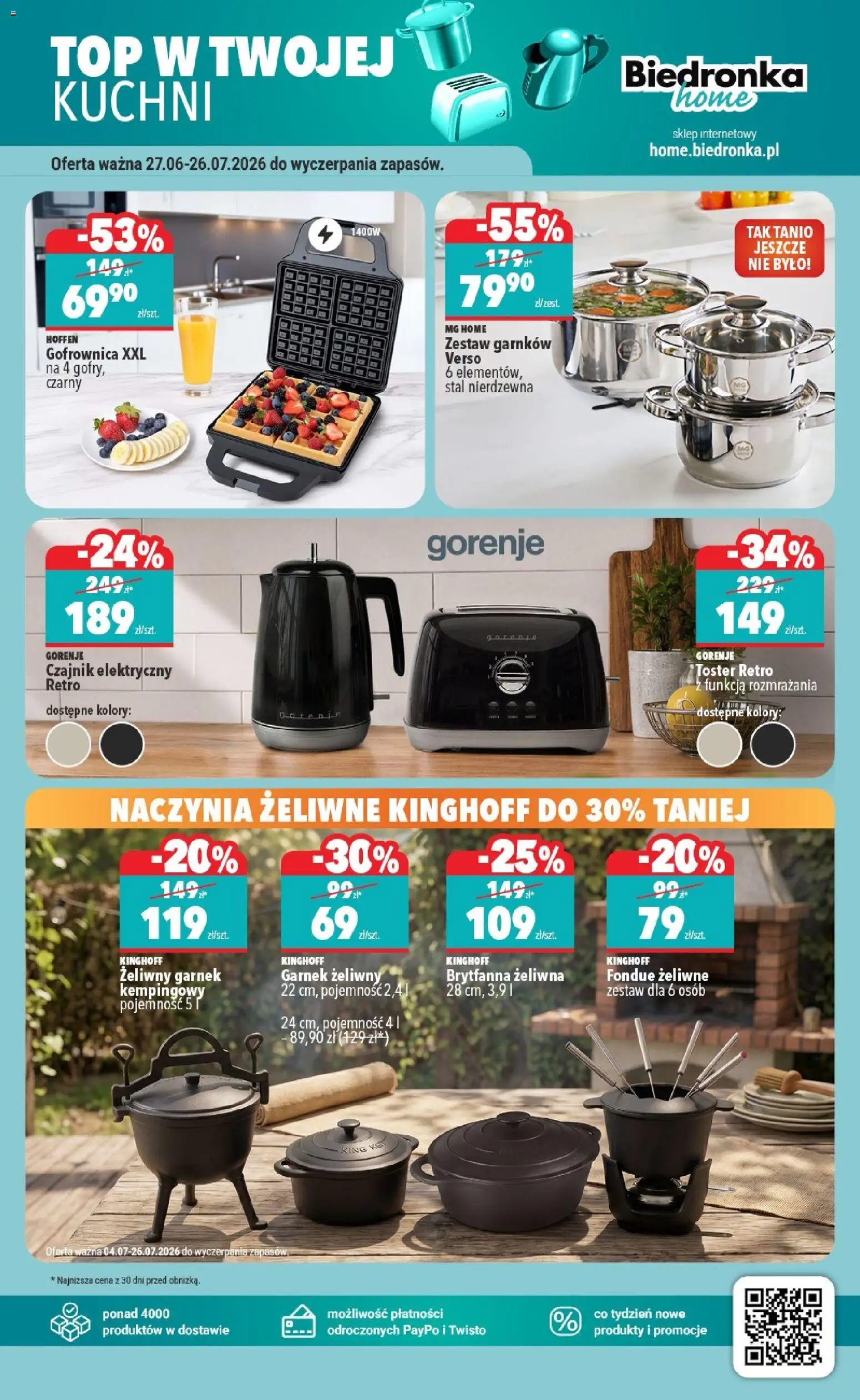 Biedronka gazetka - Home od 04.07.2026 | Strona: 5 | Produkty: Czajnik elektryczny, Top, Naczynia, Gofrownica