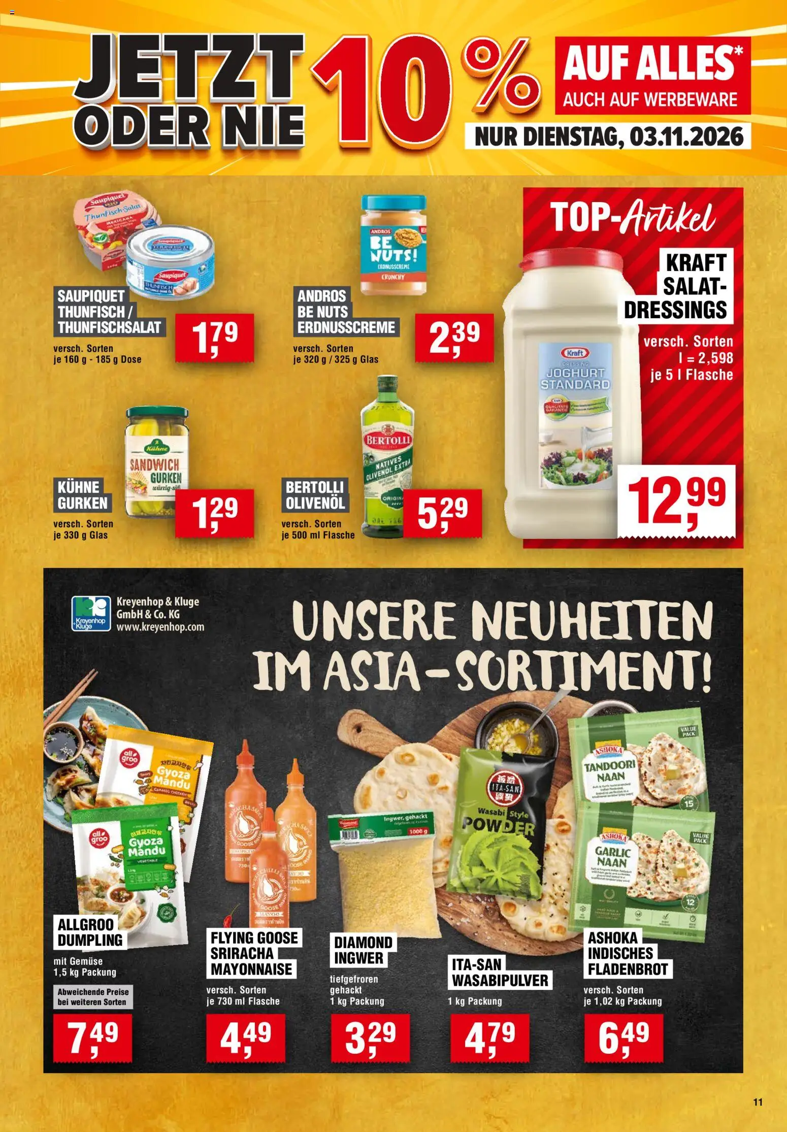 Handelshof Prospekt – gültig ab 29.10.2026 | Seite: 11 | Produkte: Bertolli olivenol, Gemüse, Mayonnaise, Gurken