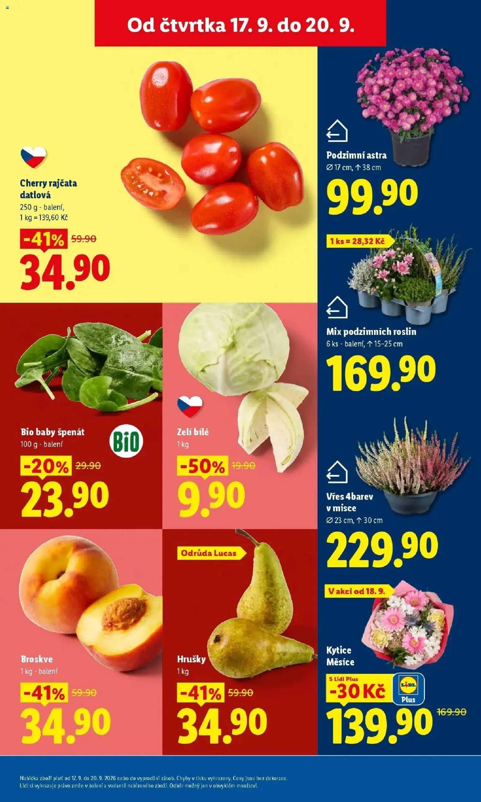 Lidl leták od 17.09.2026 - Nový akční leták | Strana: 11 | Produkty: Rajčata, Cherry rajčata, Zelí, Kytice