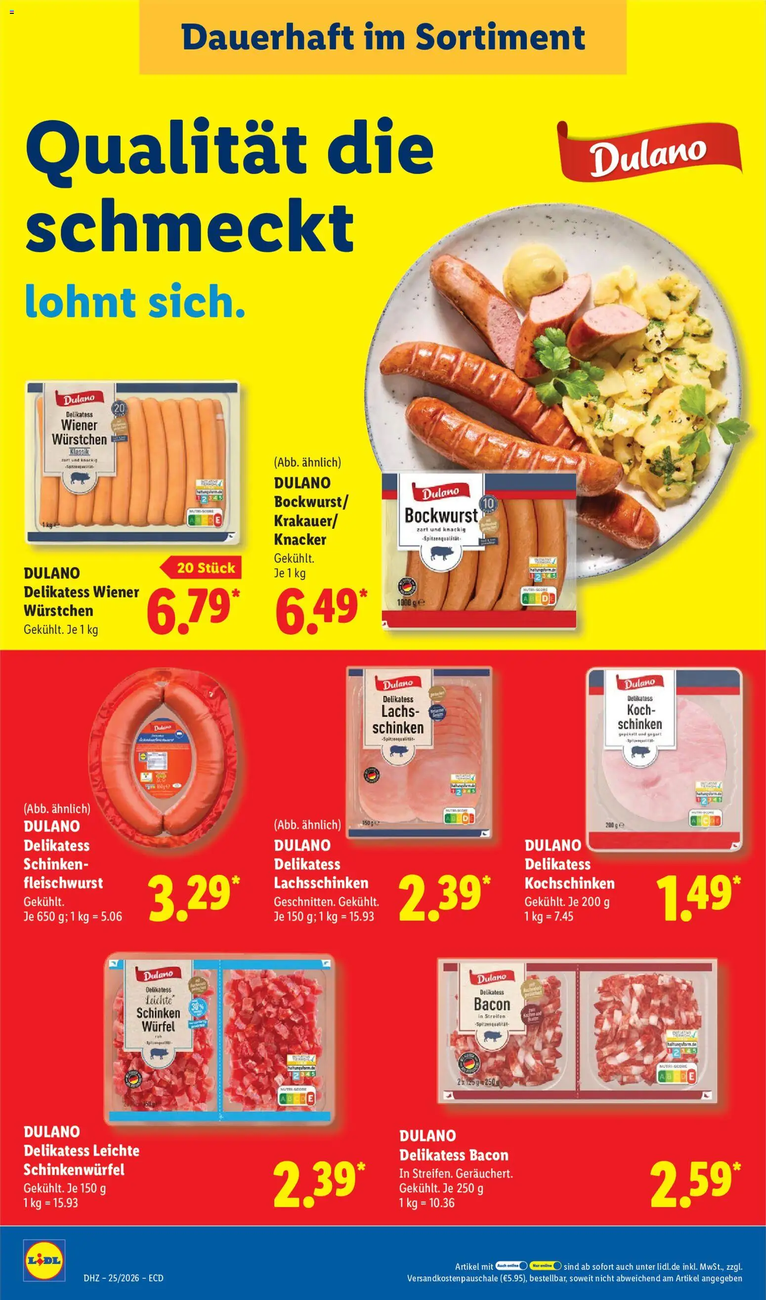 Lidl Prospekt – gültig ab 15.06.2026 | Seite: 14 | Produkte: Bockwurst, Wiener wurstchen, Lachs, Schinken