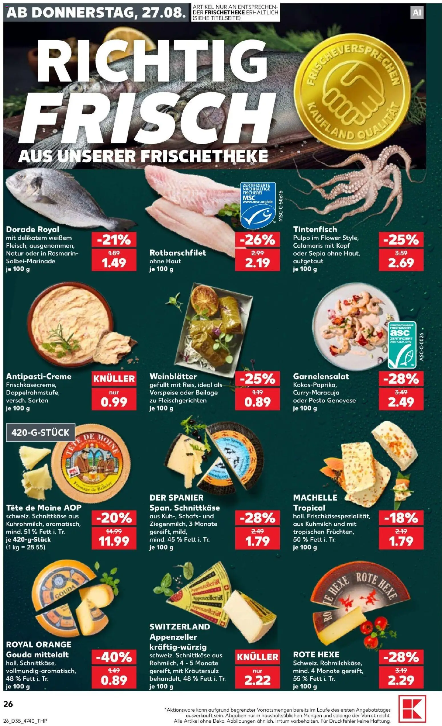 Kaufland Německo leták - Hannover od 27.08.2026 | Strana: 26 | Produkty: Gouda, Pesto, Tête de Moine