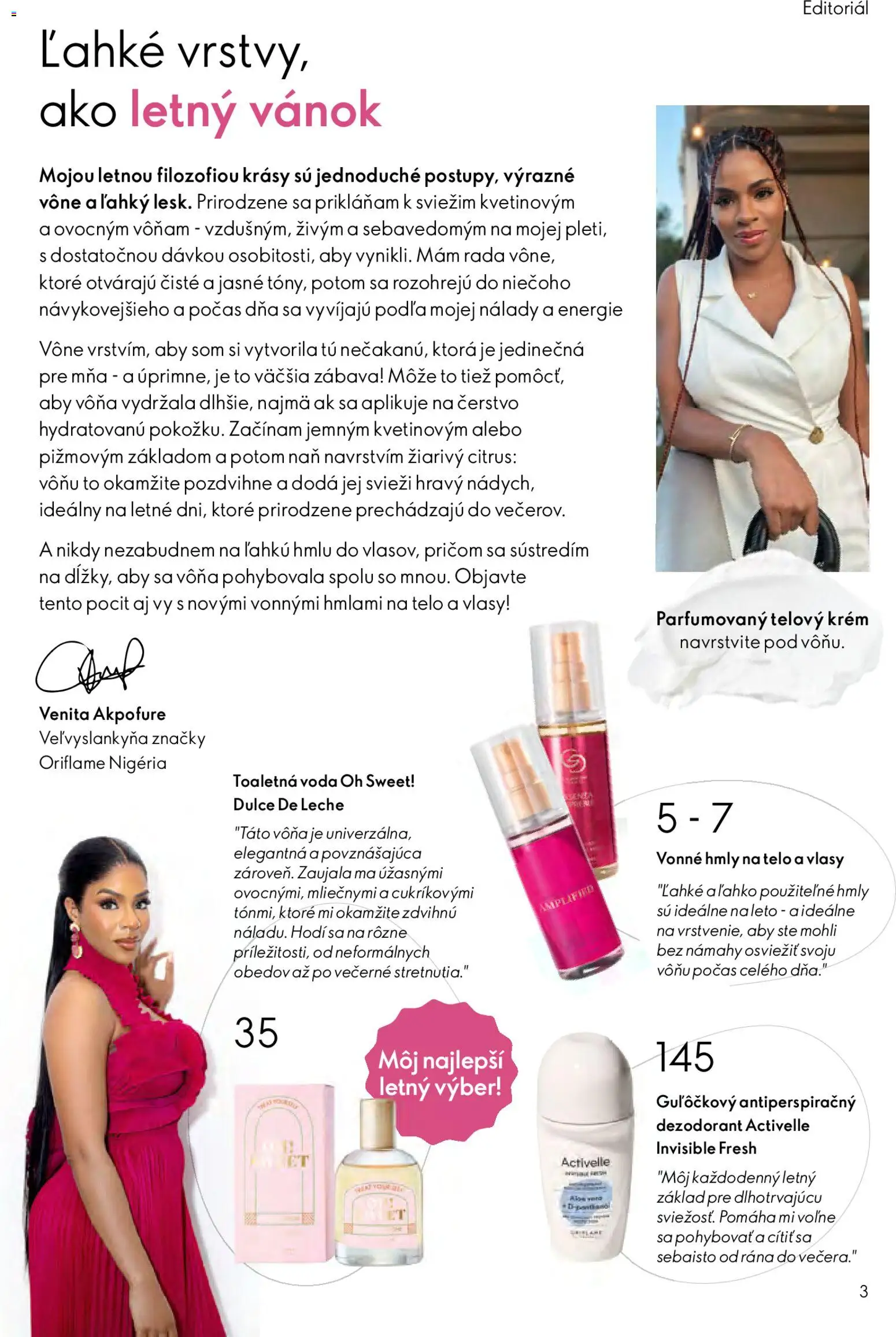Nové Oriflame akcie – leták je platný od 17.06.2026 | Strana: 3 | Produkty: Telový krém, Dezodorant, Krém, Voda