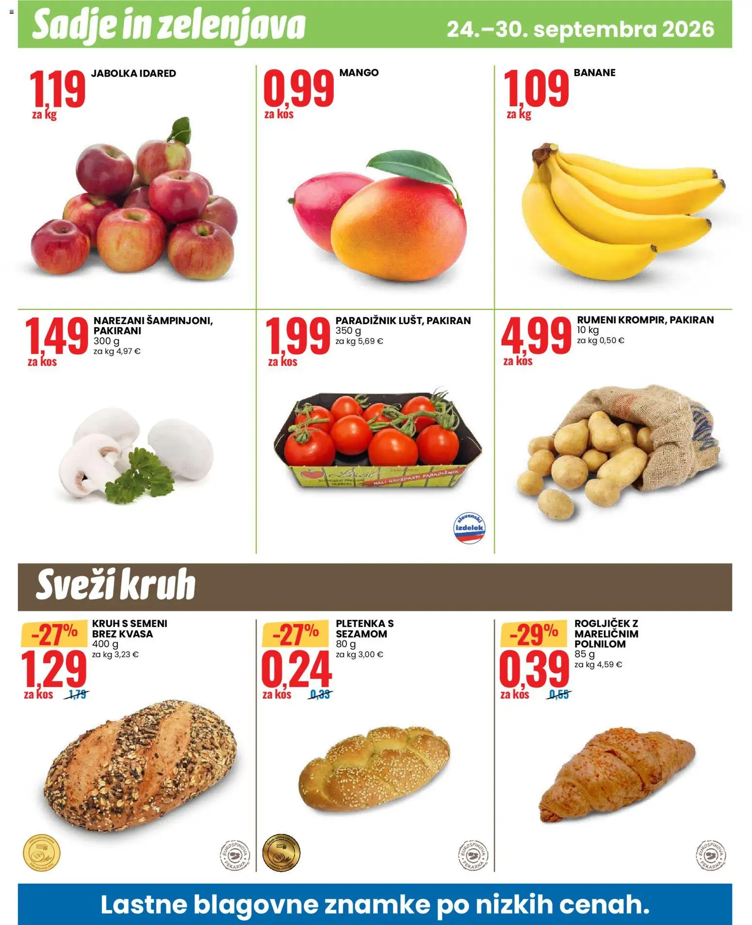 Novi Eurospin katalog ponudbe – veljaven od 24.09.2026 | Stran: 12 | Izdelki: Kos, Kruh, Jabolka, Paradiznik