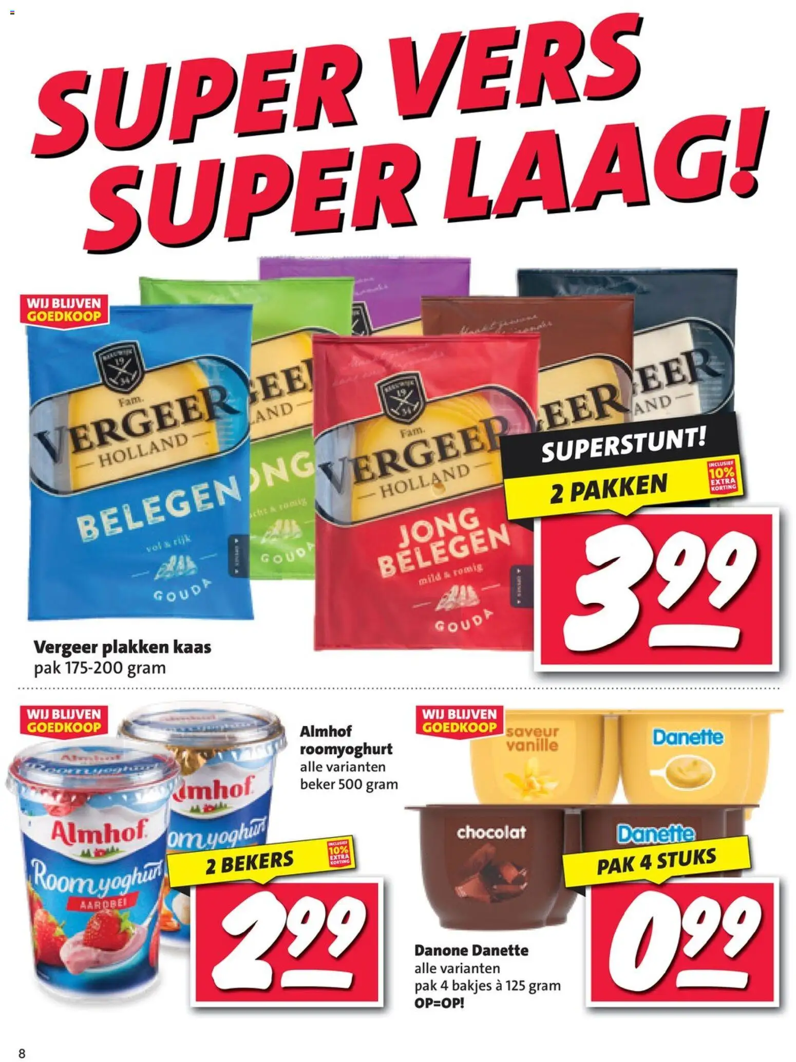 {H1} | Pagina: 8 | Producten: Yoghurt, Beker, Room, Gouda