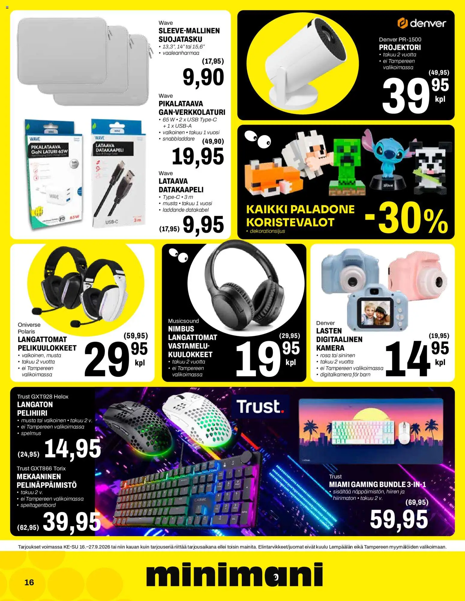 Minimani - lehti-ilmoitukset ja mainoslehti – voimassa 16/09/2026 alkaen | Sivu: 16 | Tuotteet: USB, Kuulokkeet, Kamera, Laturi