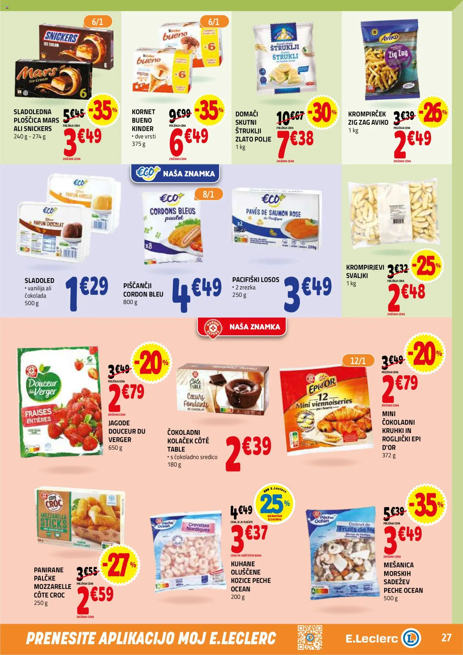 Novi E.leclerc katalog ponudbe – veljaven od 23.09.2026 | Stran: 27 | Izdelki: Štruklji, Losos, Parfum, Cokolada