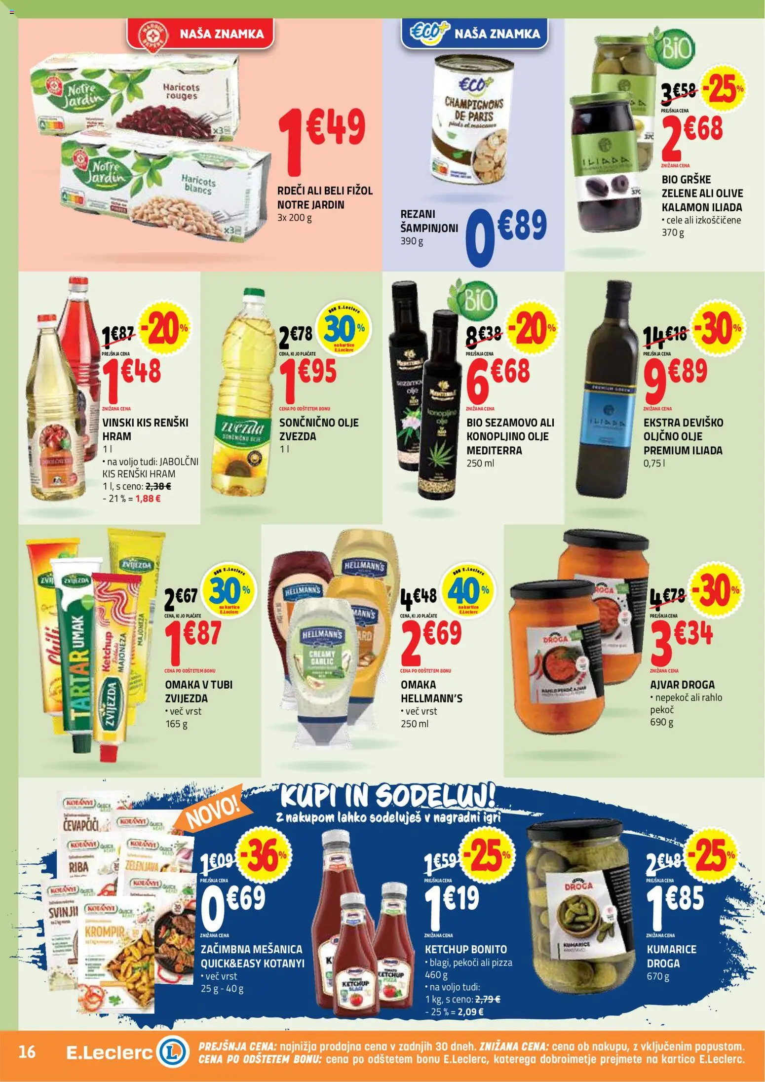 Novi E.leclerc katalog ponudbe – veljaven od 02.09.2026 | Stran: 16 | Izdelki: Olje, Riba, Krompir, Majoneza