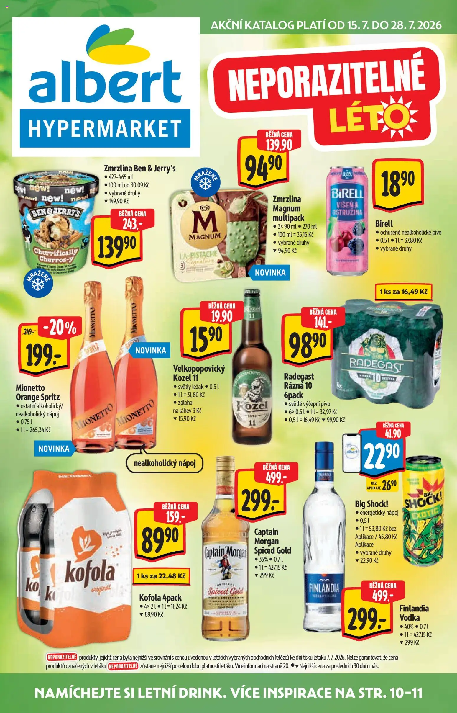 Albert katalog - Hypermarket od 15.07.2026 | Strana: 1 | Produkty: Pivo, Mionetto, Velkopopovický Kozel, Nealkoholické pivo
