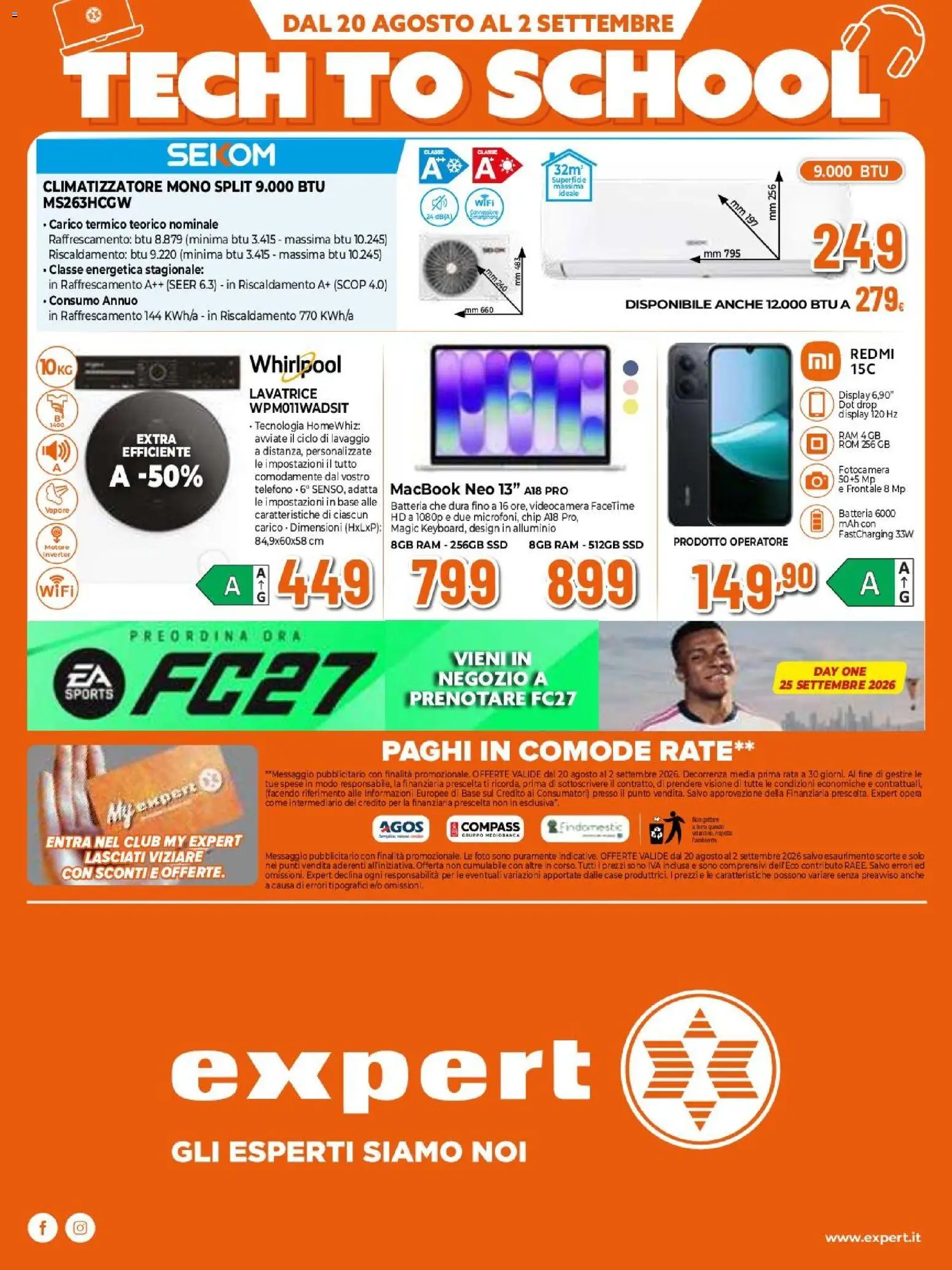 Volantino Expert del 20/08/2026 | Pagina: 33 | Prodotti: Videocamera, Alluminio, Macbook, Batteria