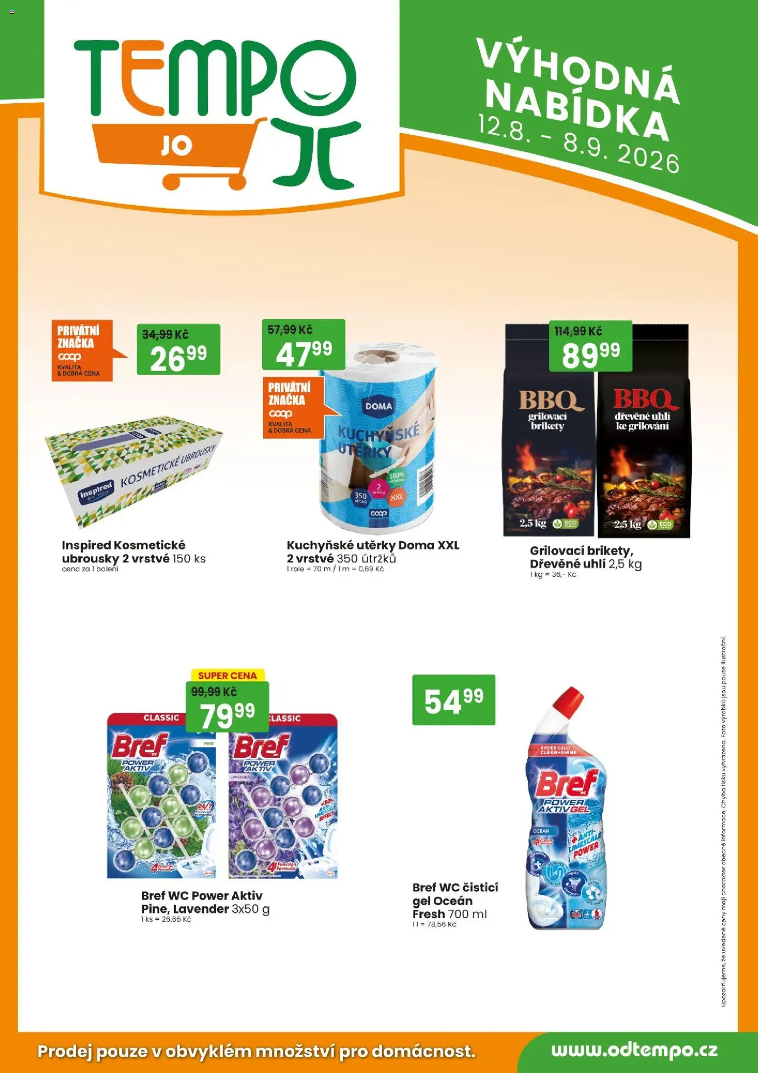 Tempo leták - JO od 12.08.2026 | Strana: 6 | Produkty: Kuchyňské utěrky, Dřevěné uhlí, Utěrky, Ubrousky