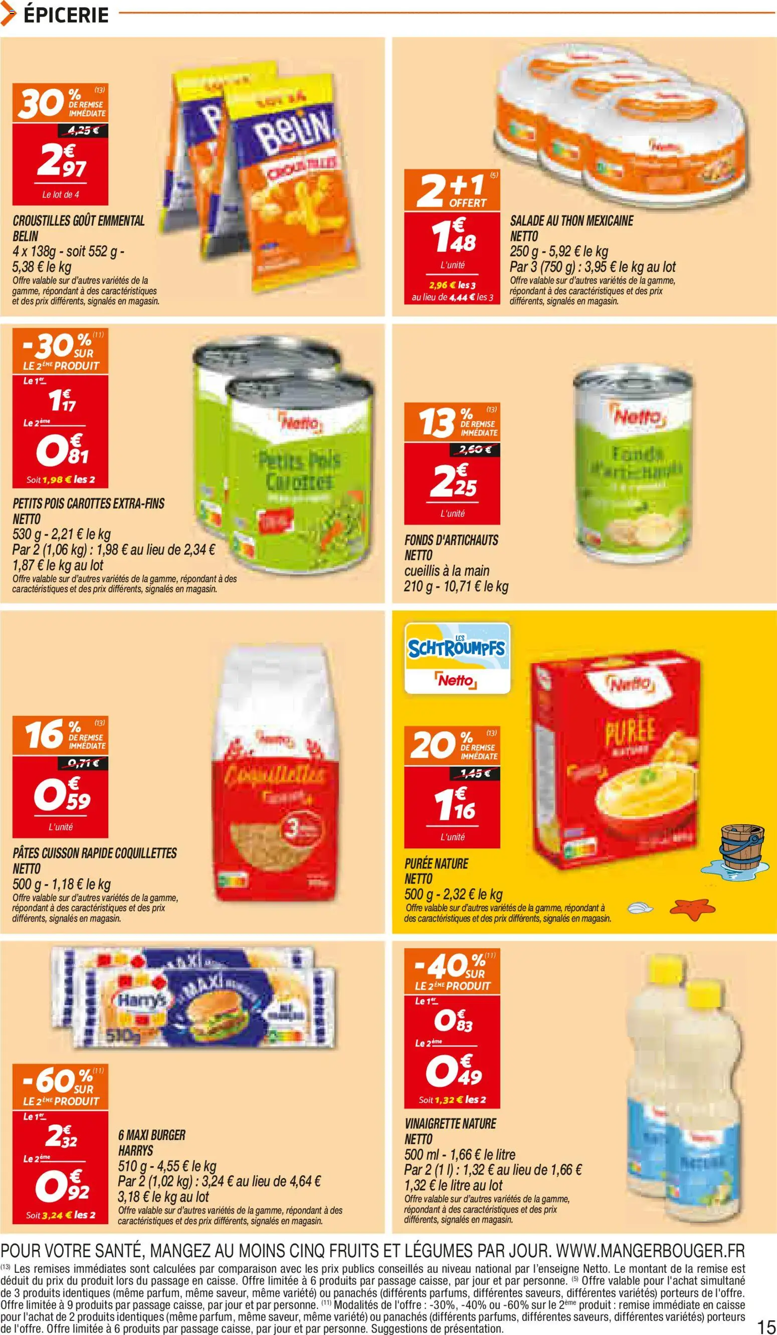 {H1} | Page: 15 | Produits: Carottes, Emmental, Pois, Pâtes