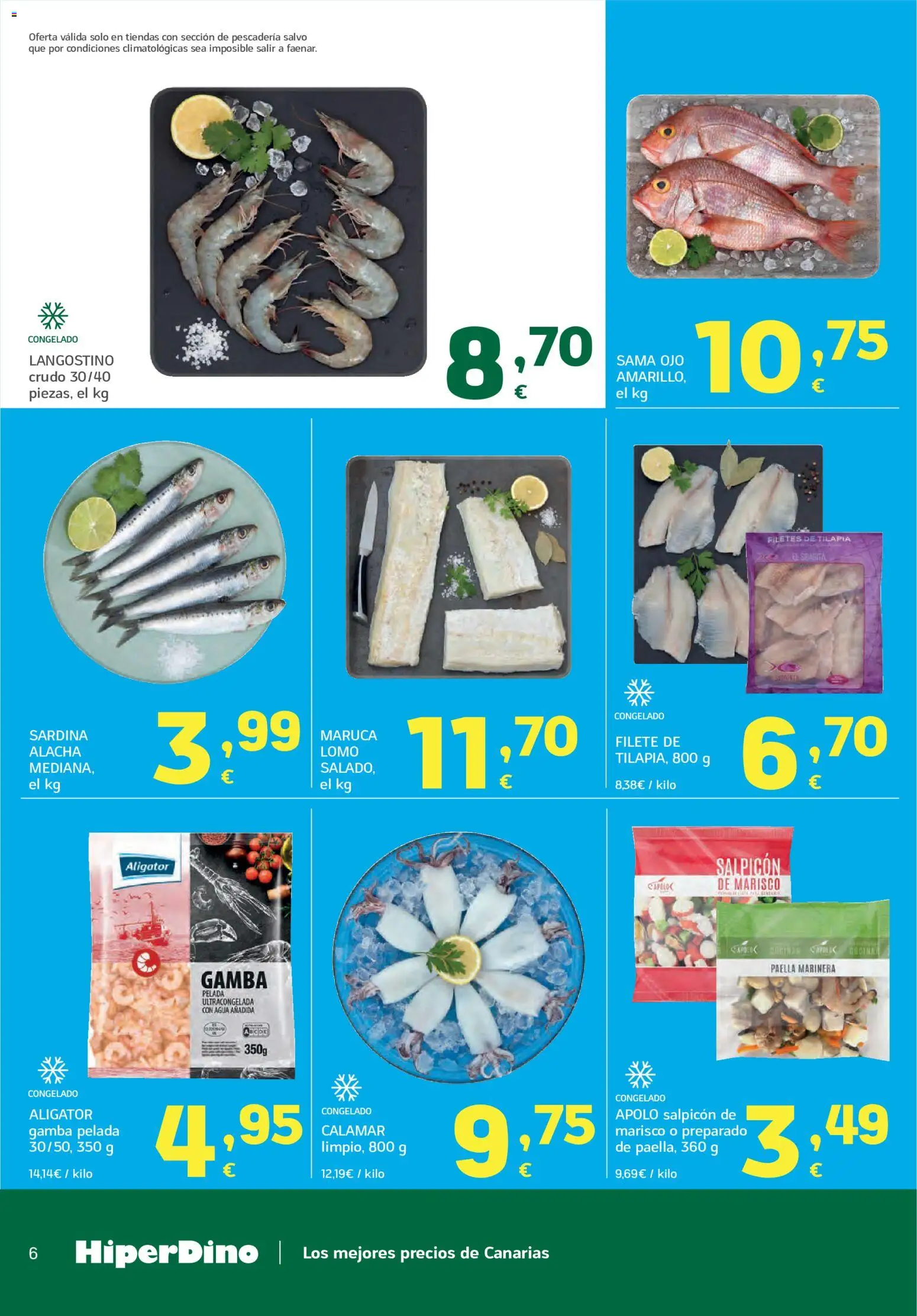HiperDino folleto │ válido desde el 09.06.2026 | Página: 6 | Productos: Filete, Langostino, Gamba