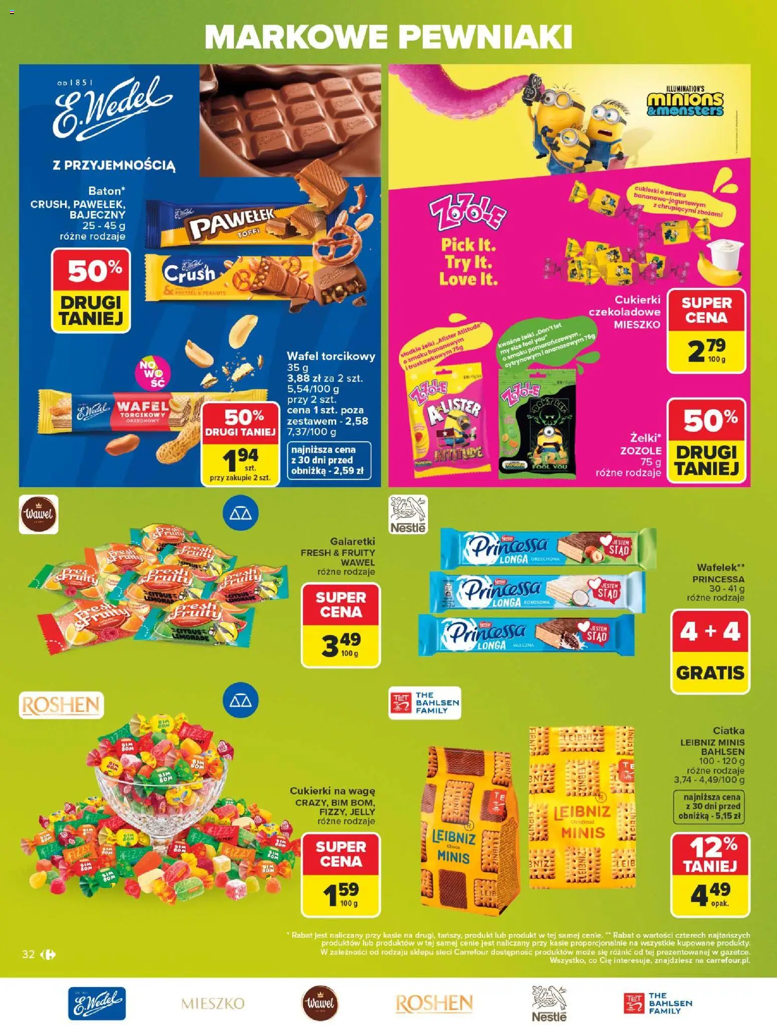 Carrefour gazetka - Markowe pewniaki od 20.07.2026 | Strona: 32 | Produkty: Galaretki, Cukierki na wagę, Kwaśne żelki, Żelki