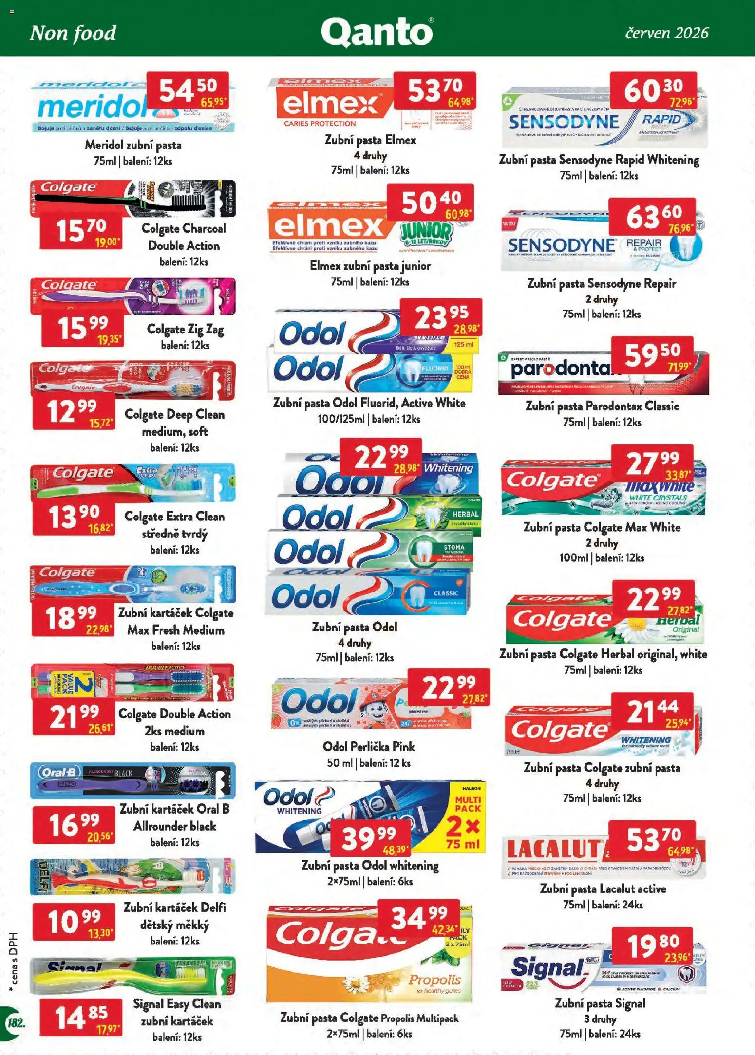 Astur & Qanto leták - Velkoobchod 06/2026 od 01.06.2026 | Strana: 182 | Produkty: Zubní pasta, Zubní kartáček, Elmex, Parodontax