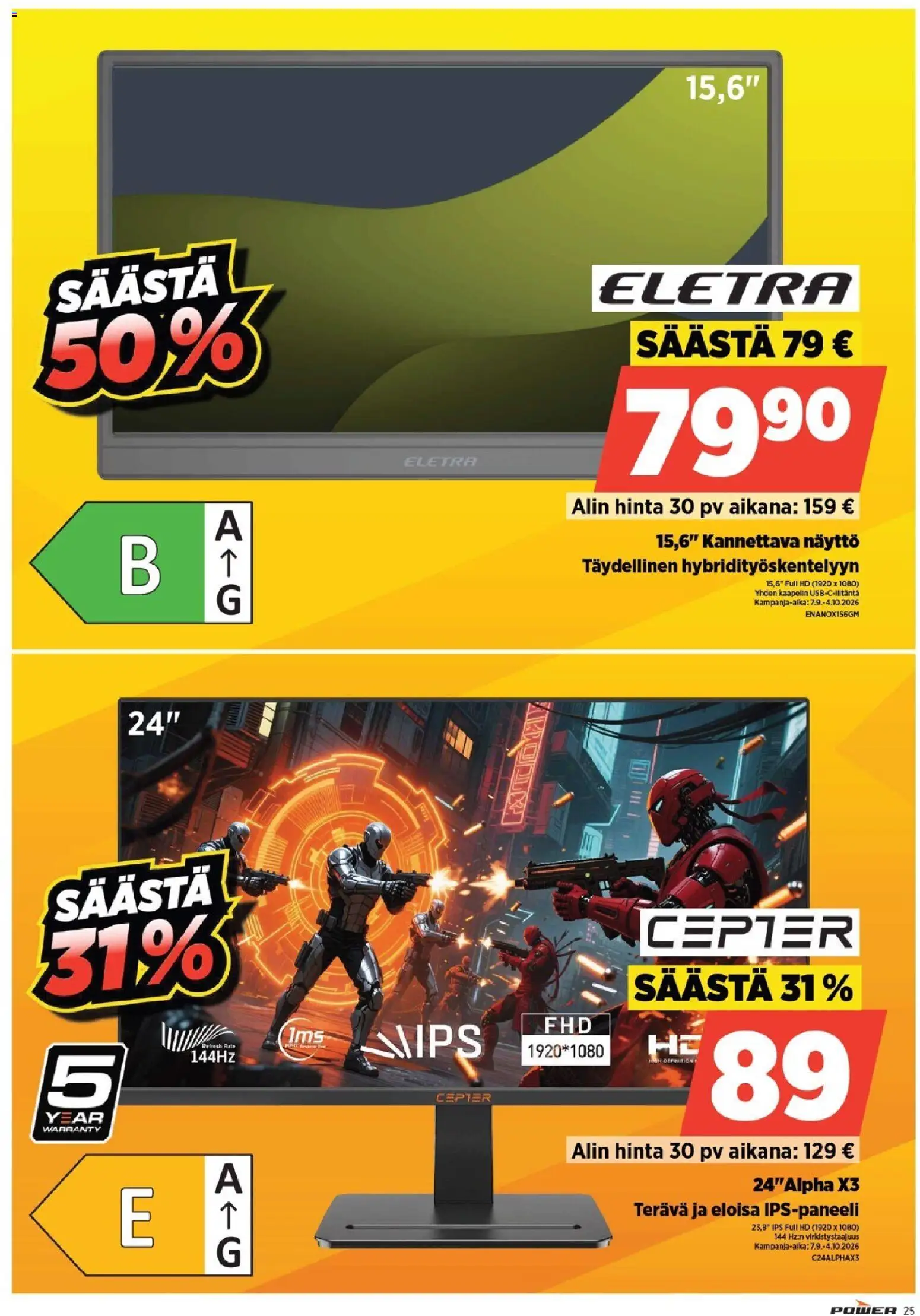 Power tarjoukset – voimassa 01/08/2026 alkaen | Sivu: 25 | Tuotteet: Näyttö