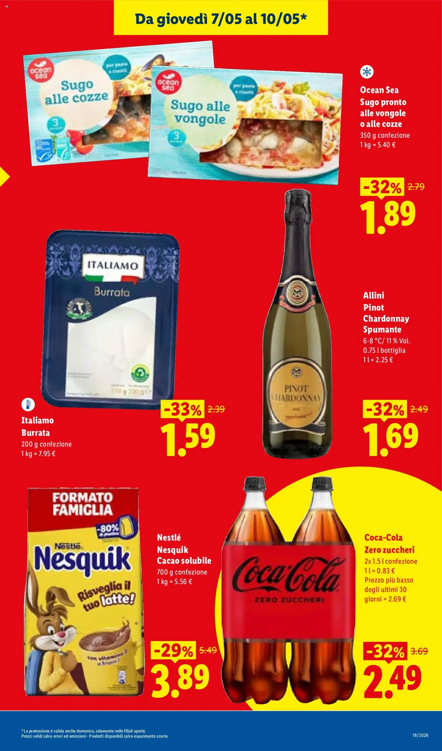 Volantino Lidl del 07.05.2026 | Pagina: 7 | Prodotti: Cozze, Latte, Burrata, Coca Cola