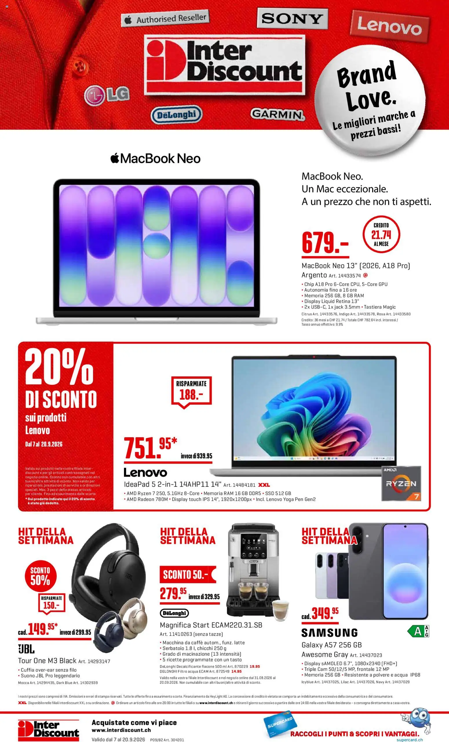 Interdiscount aktionen Offerti – gültig ab 07.09.2026 | Seite: 28 | Produkte: Samsung, Macbook, Lenovo, Sony