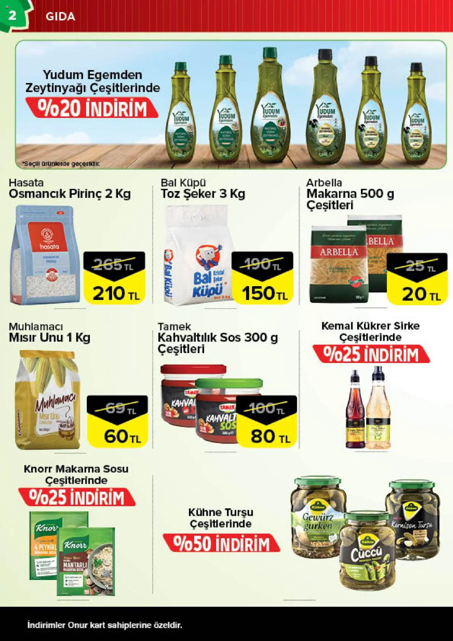 Onur Market Katalog - 27 Ekim 2026 tarihinden itibaren geçerlidir | Sayfa: 2 | Ürünler: Sirke, Makarna, Sos, Mısır