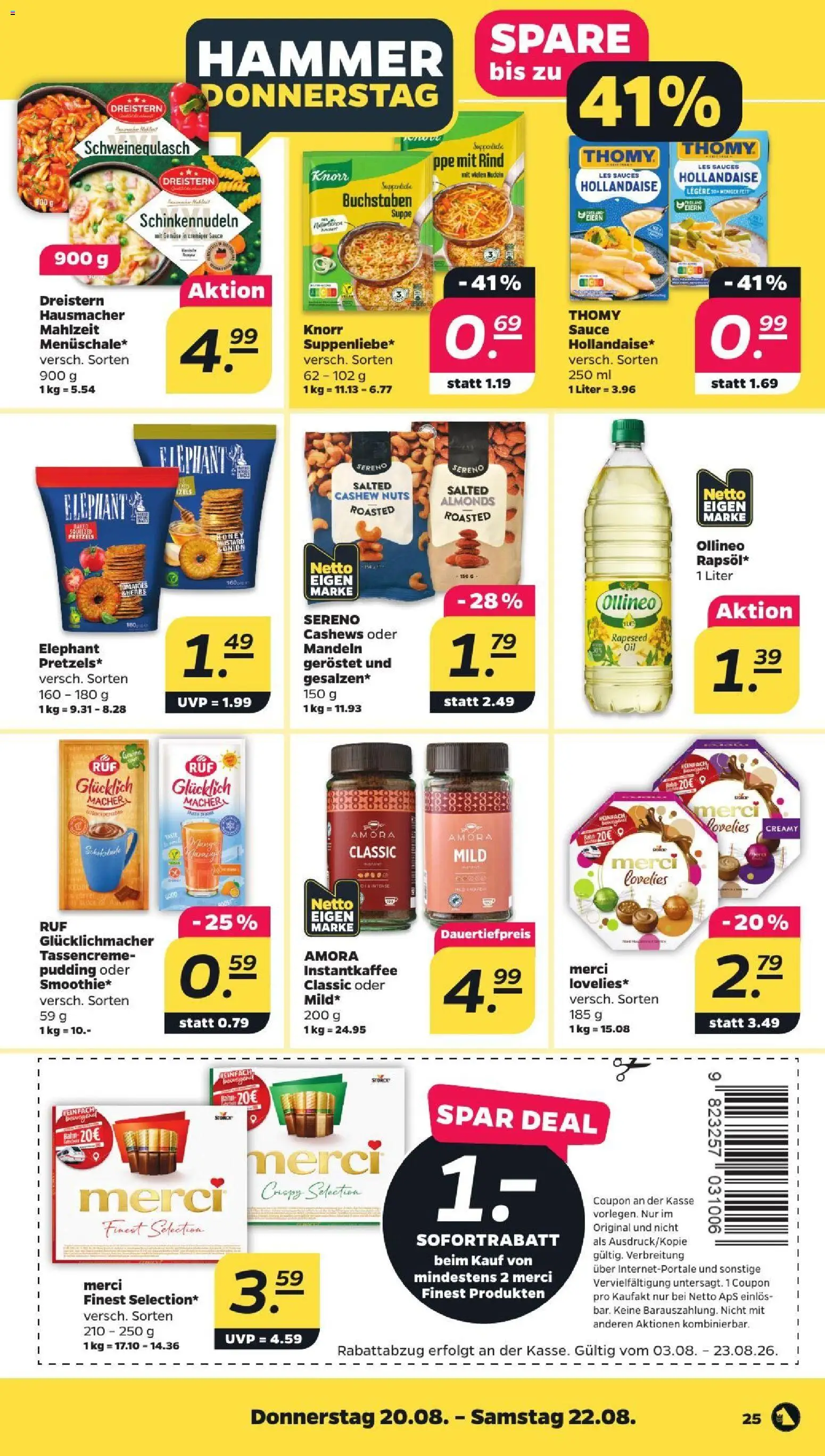 Netto Prospekt – gültig ab 17.08.2026 | Seite: 29 | Produkte: Schweinegulasch, Merci, Mandeln, Nudeln
