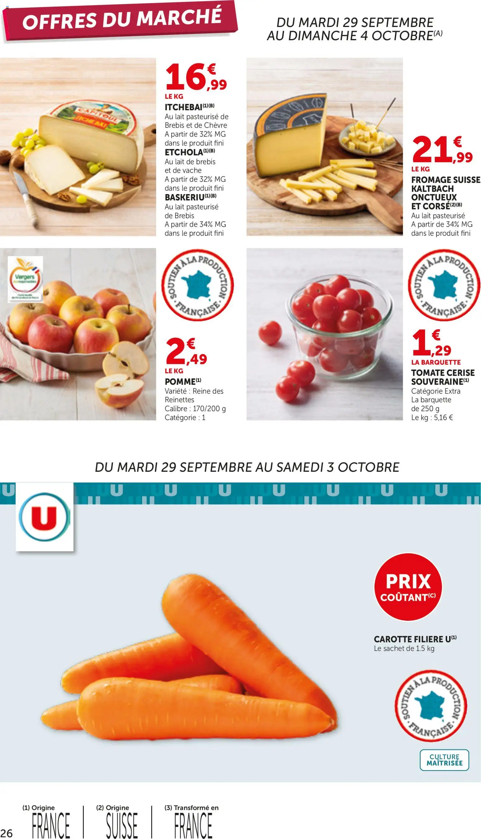 {H1} | Page: 26 | Produits: Tomate cerise, Lait, Cerise, Carotte