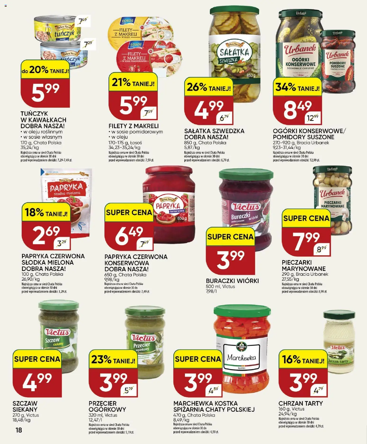 Chata Polska gazetka od 22.10.2026 | Strona: 18 | Produkty: Papryka, Chrzan, Papryka czerwona, Ogórki