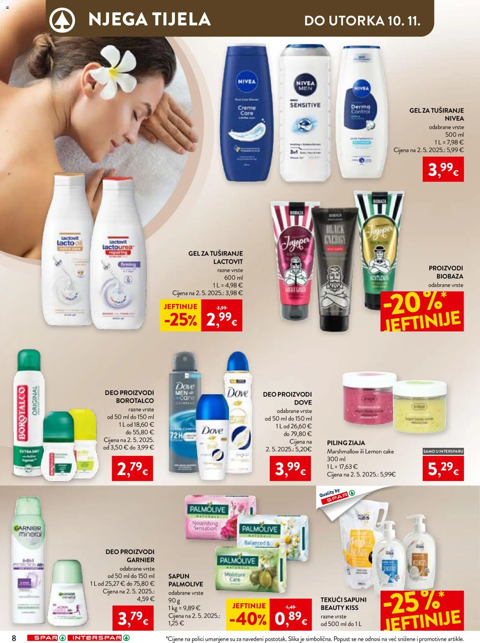 Interspar katalog | vrijedi od 28.10.2026 | Stranica: 8 | Proizvodi: Sapun, Gel za tuširanje, Dove, Borotalco
