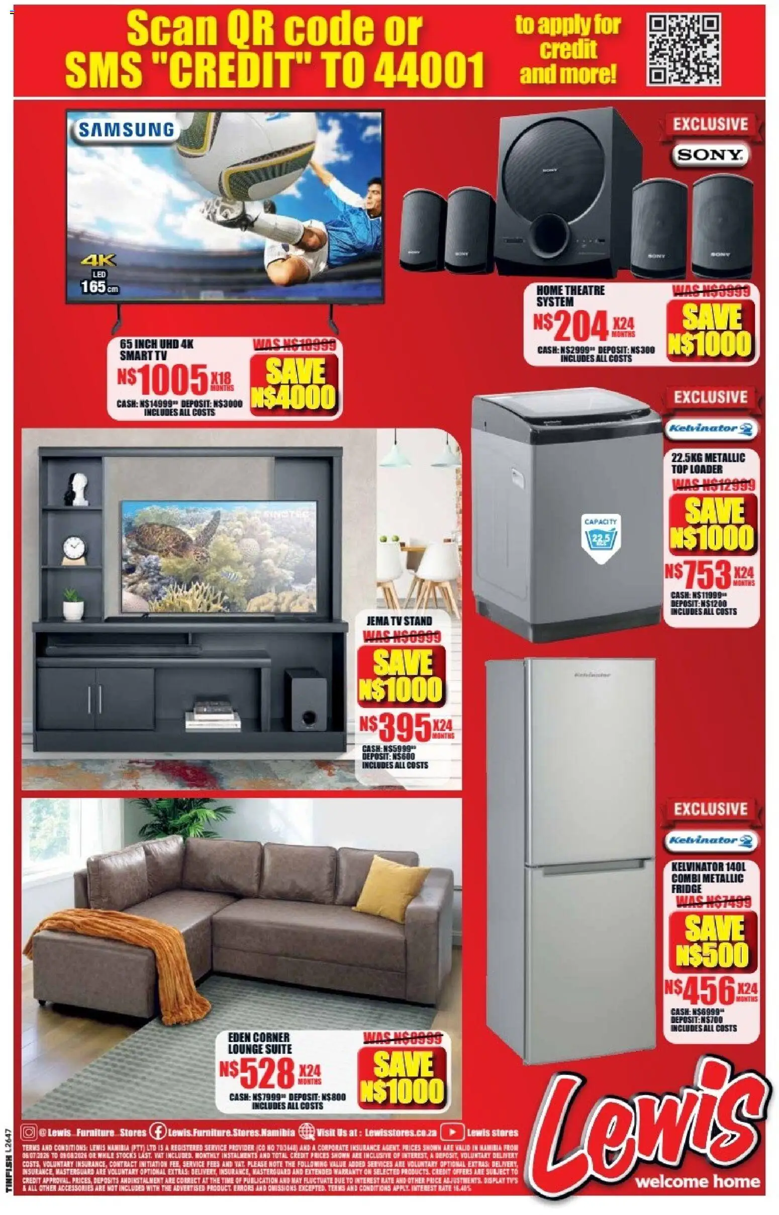 New Lewis Stores catalogue – valid from 06/07/2026 | Page: 16 | Products: TV, Fridge, Lounge suite, Home theatre system