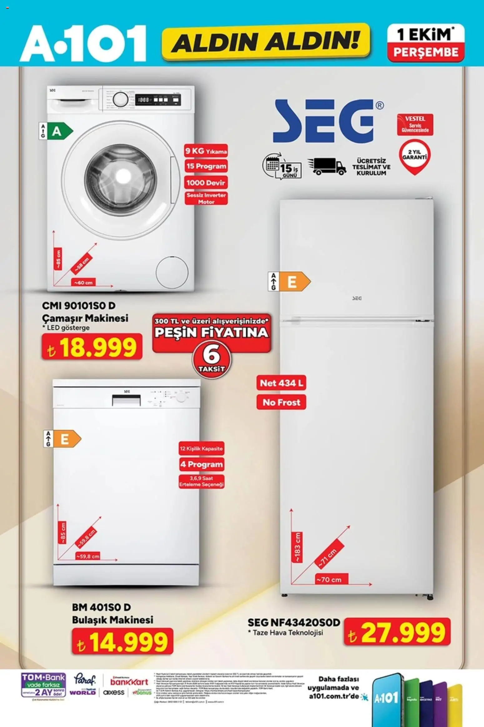 A101 - Katalog Aldın Aldın - 01 Ekim 2026 tarihinden itibaren geçerlidir | Sayfa: 4 | Ürünler: Saat, Çamaşır makinesi, Bulaşık makinesi