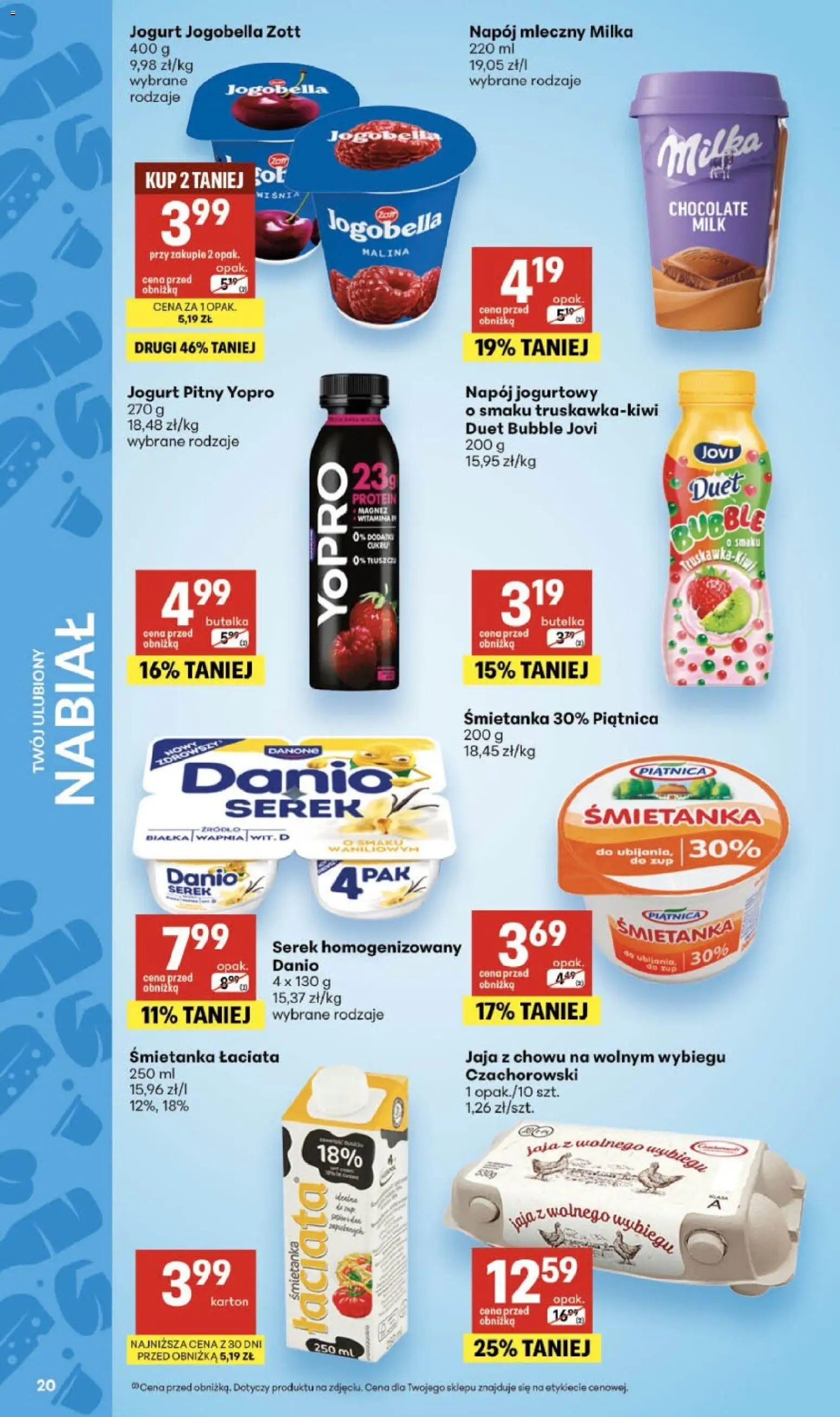 Delikatesy Centrum gazetka - Sklepy Własne od 18.06.2026 | Strona: 20 | Produkty: Serek homogenizowany, Jogurt pitny, Milka, Jaja