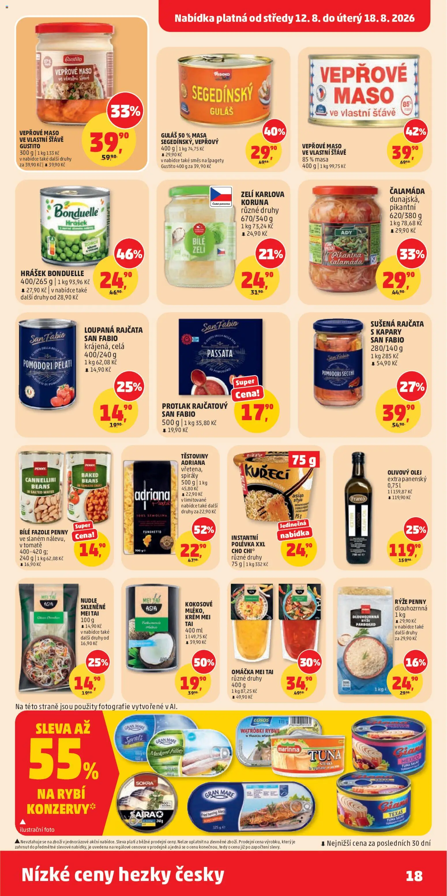 Penny Market leták od 12.08.2026 | Strana: 18 | Produkty: Těstoviny, Krém, Passata, Guláš