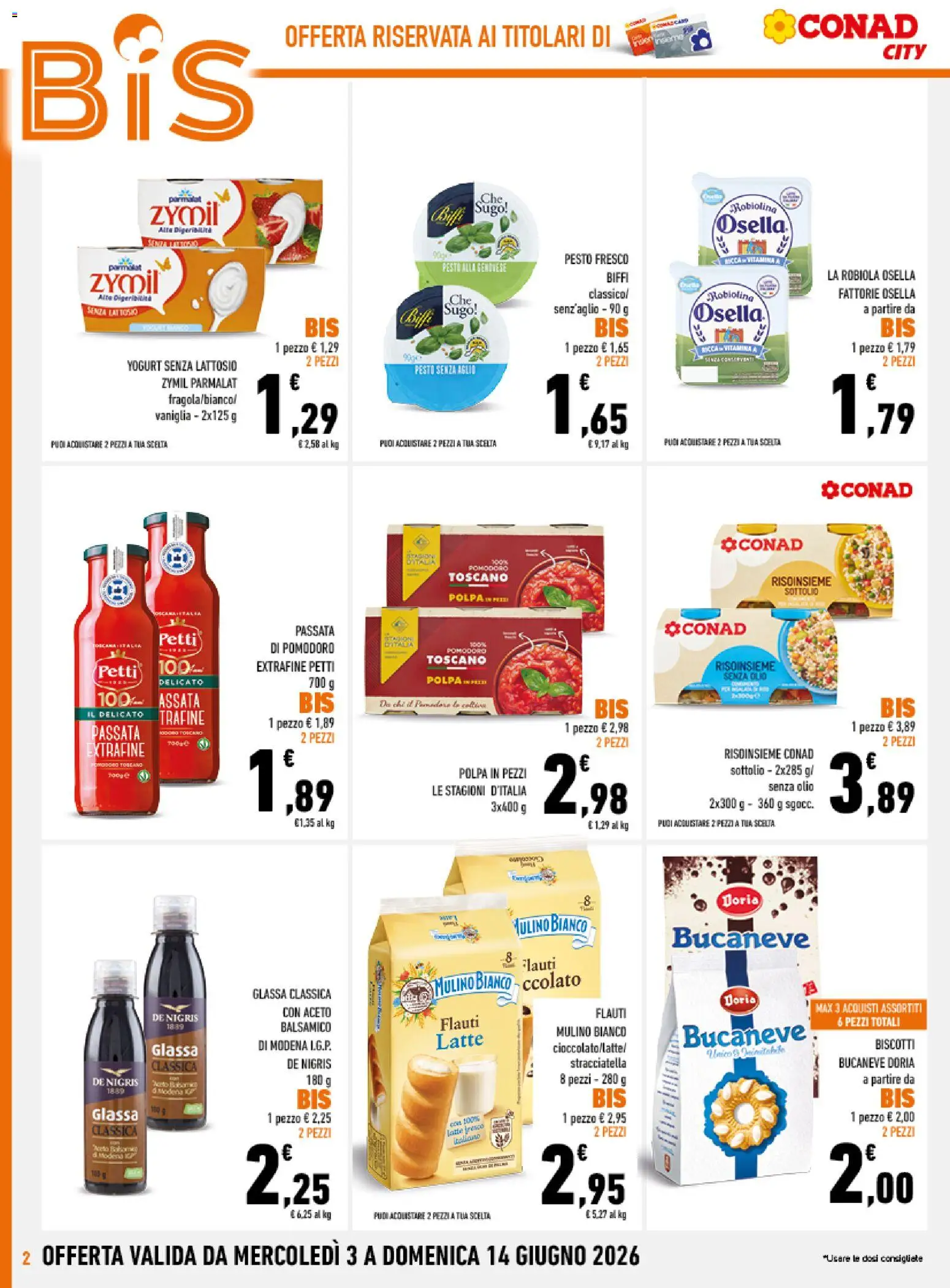 Volantino Conad del 04.06.2026 | Pagina: 2 | Prodotti: Pomodoro, Aceto, Glassa, Robiola