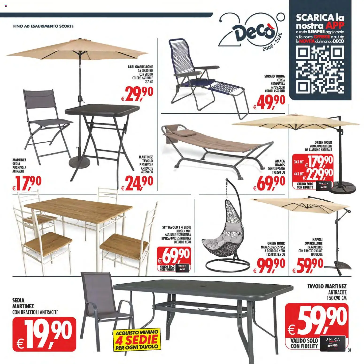 Volantino Decò del 08.05.2026 | Pagina: 37 | Prodotti: Ombrellone, Braccioli, Dondolo, Amaca