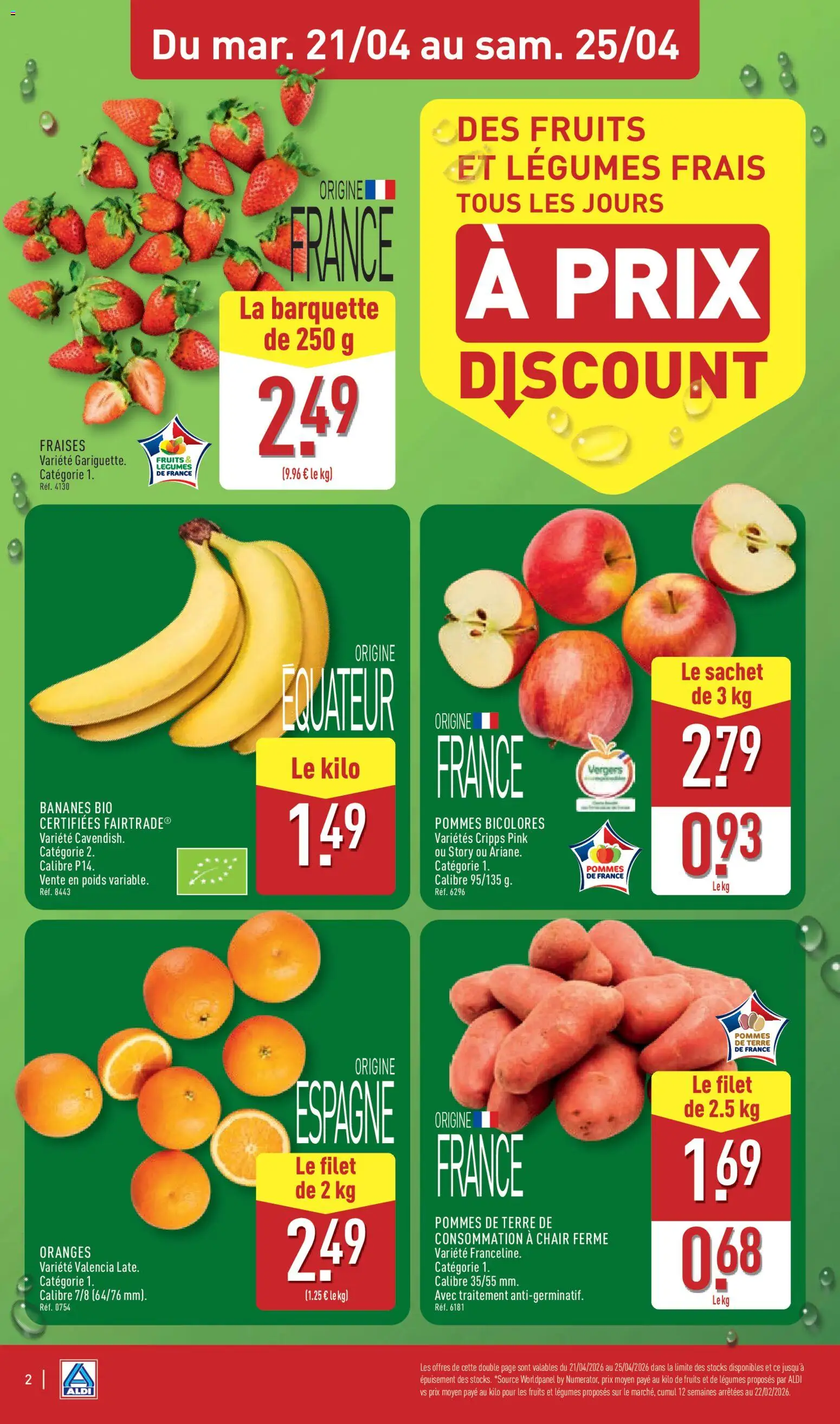 {H1} | Page: 4 | Produits: Oranges, Bananes, Fraises, Pommes de terre