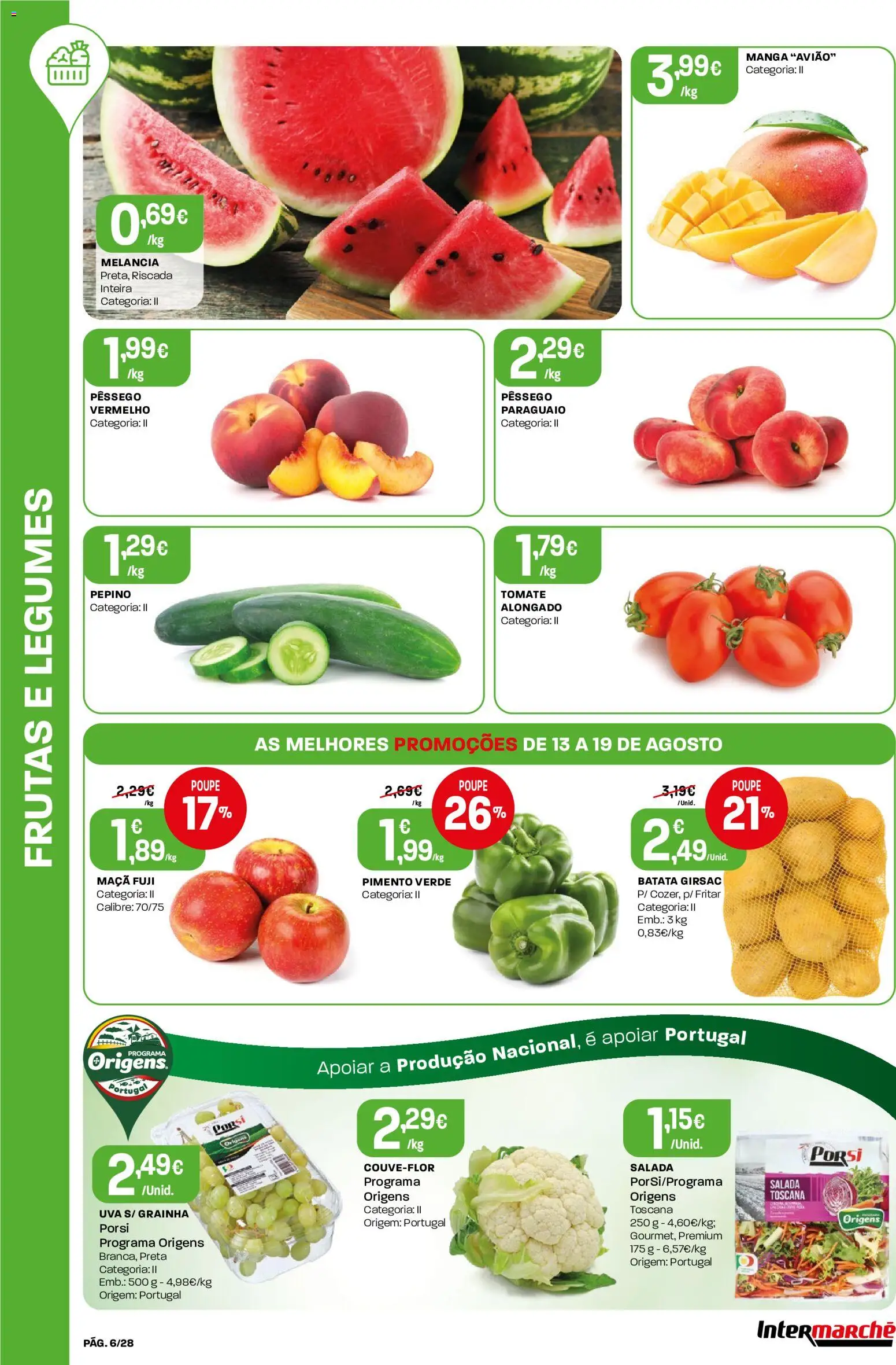 Intermarché Folheto Contact │ válido de 13/08/2026 | Página: 6 | Produtos: Pepino, Frutas, Tomate, Melancia