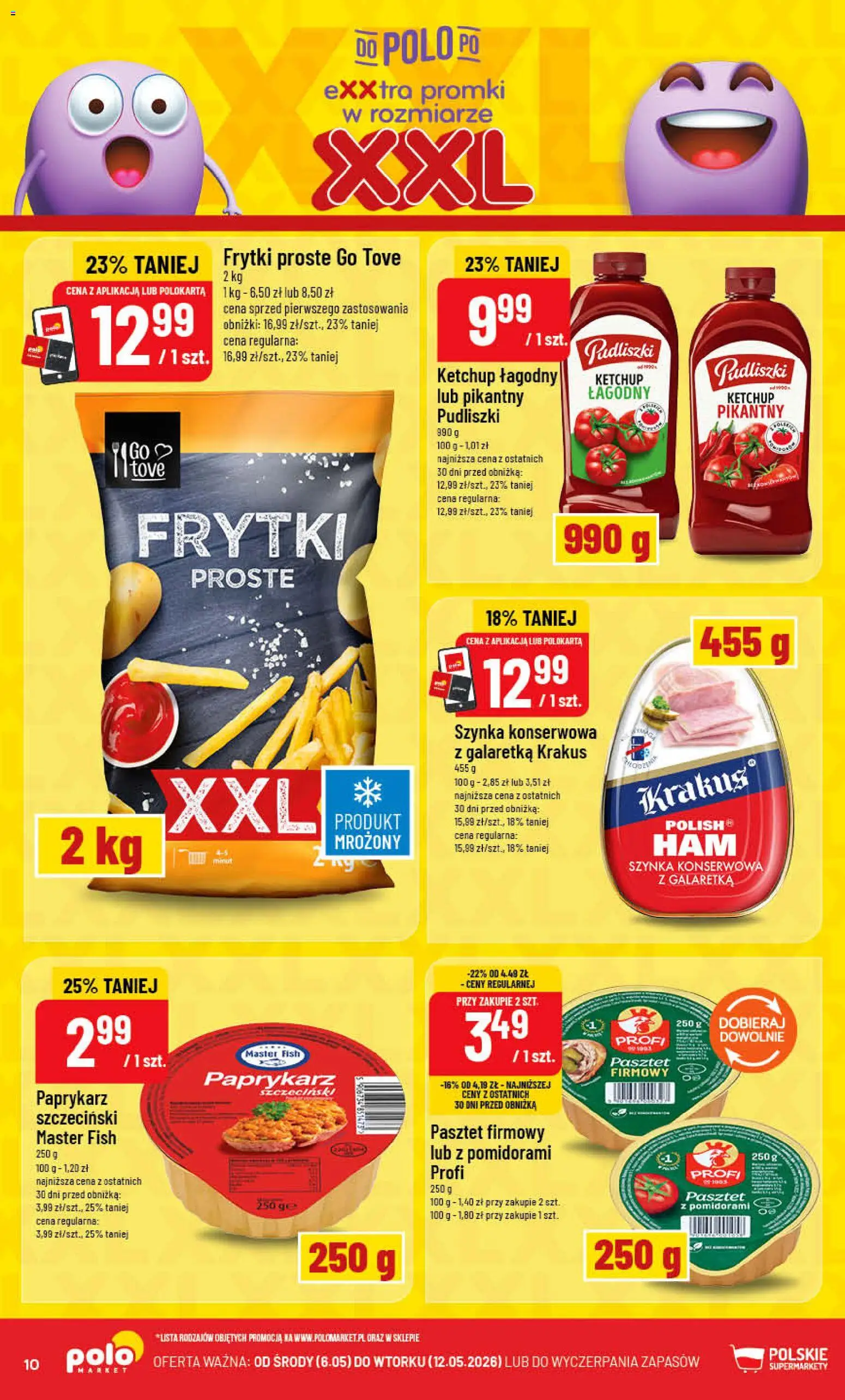 POLOmarket gazetka od 06.05.2026 | Strona: 10 | Produkty: Galaretka, Paprykarz, Ketchup, Szynka