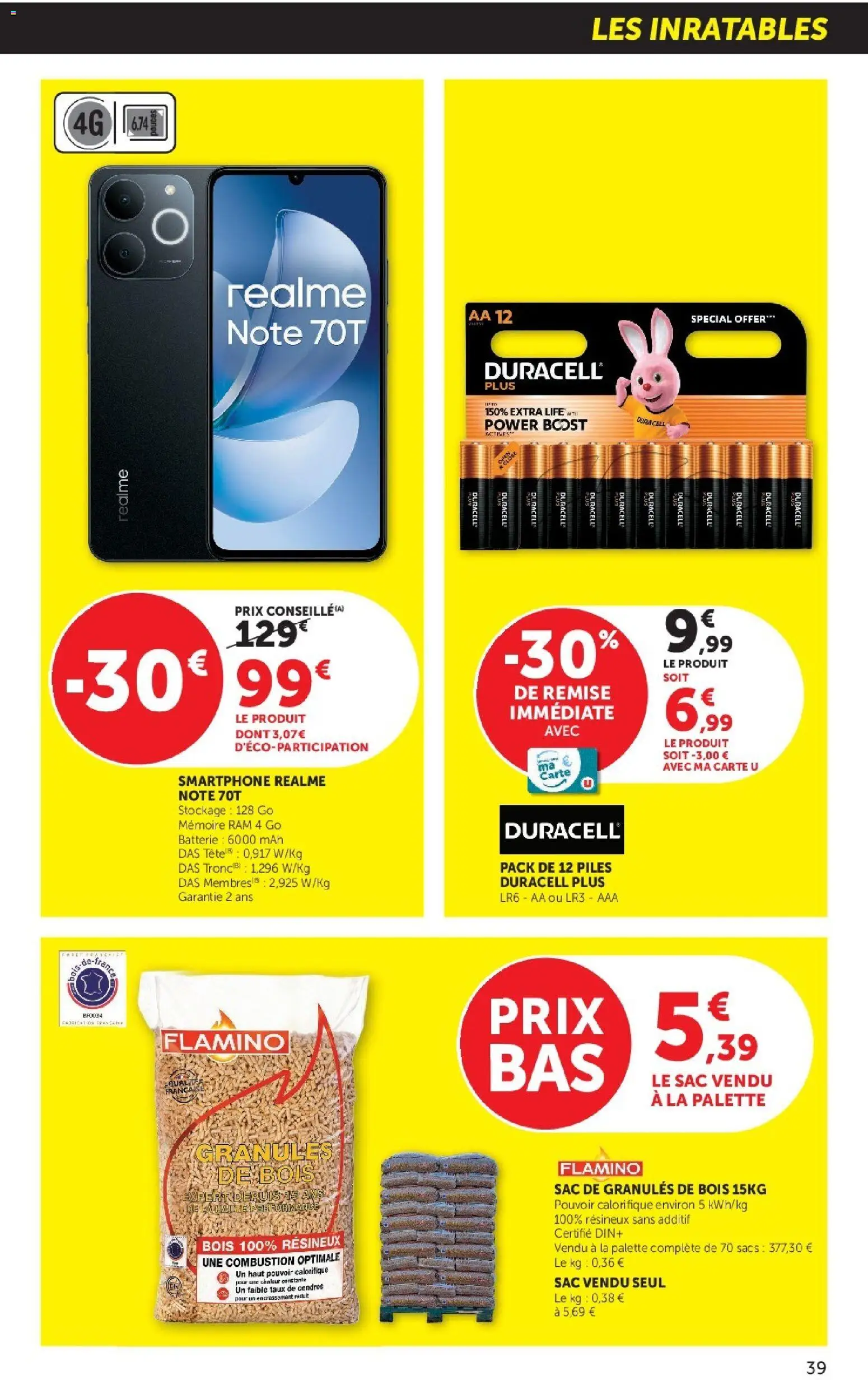 {H1} | Page: 39 | Produits: Smartphone, Sac, Granules de bois, Batterie