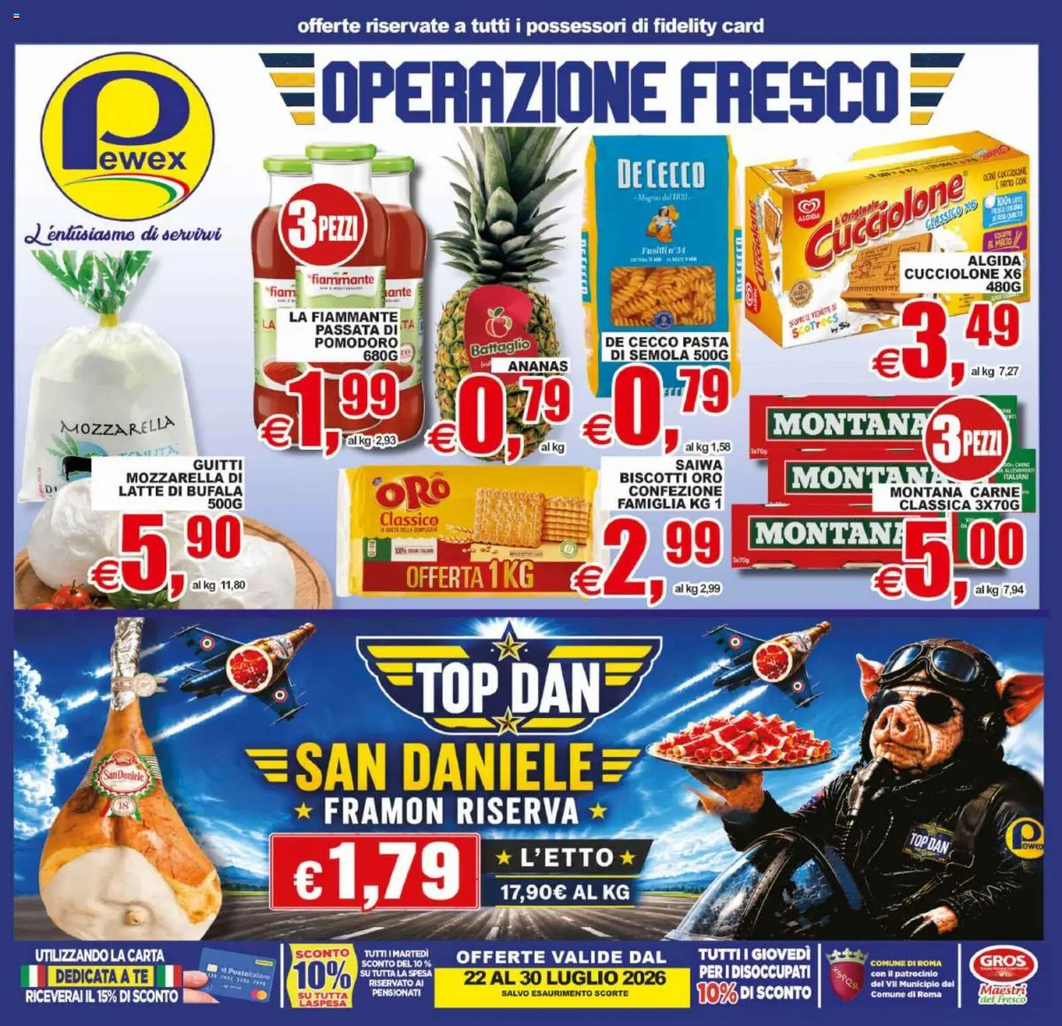 Volantino Pewex del 22/07/2026 | Pagina: 1 | Prodotti: Tè, Latte, Pasta, Passata di pomodoro