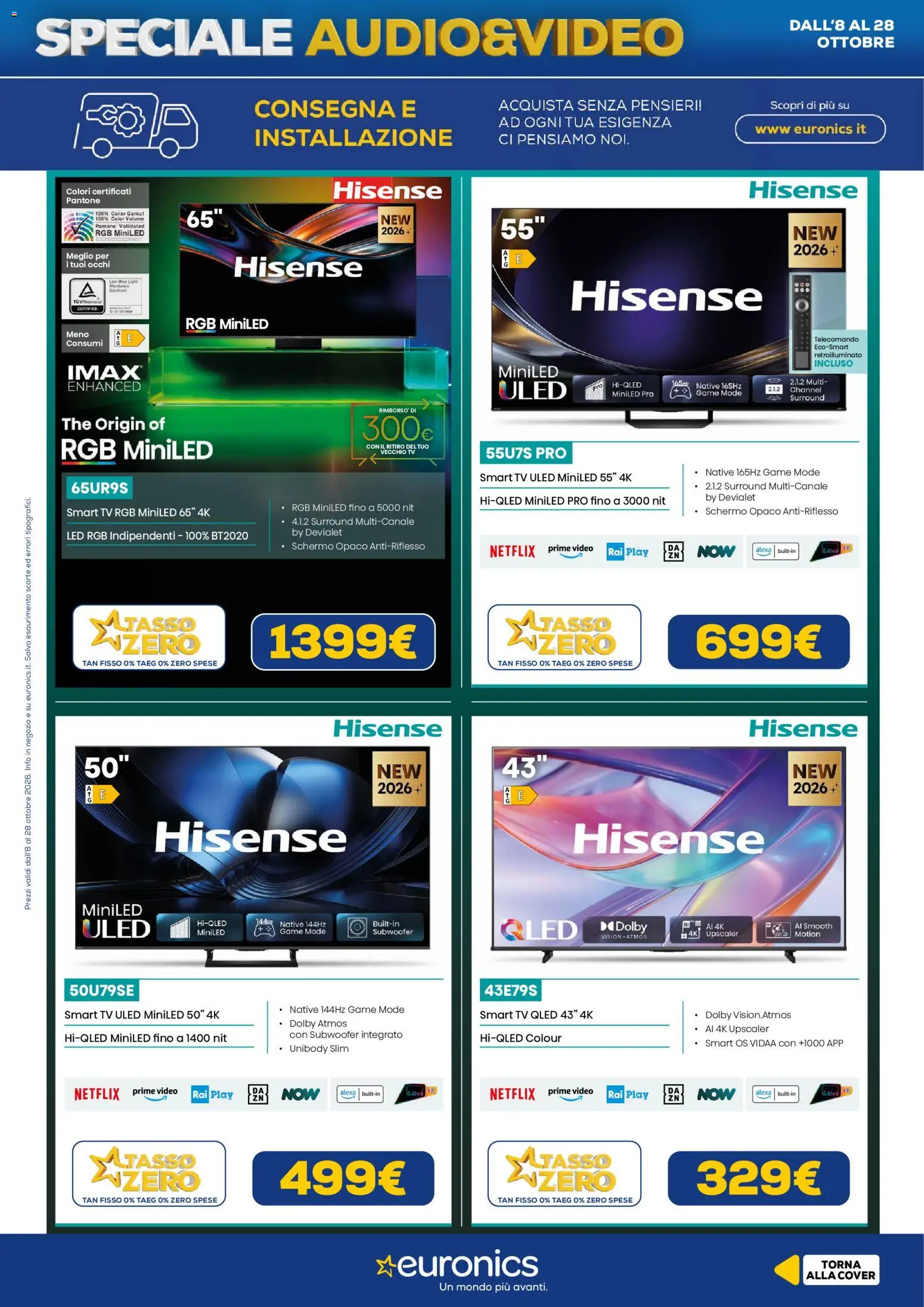 Volantino Euronics del 08/10/2026 | Pagina: 12 | Prodotti: smart TV, The, TV, Video